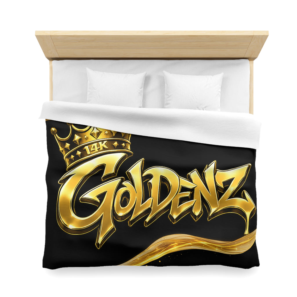 Goldenz Crown Duvet Cover — Black & Metallic Gold Microfiber Bedding