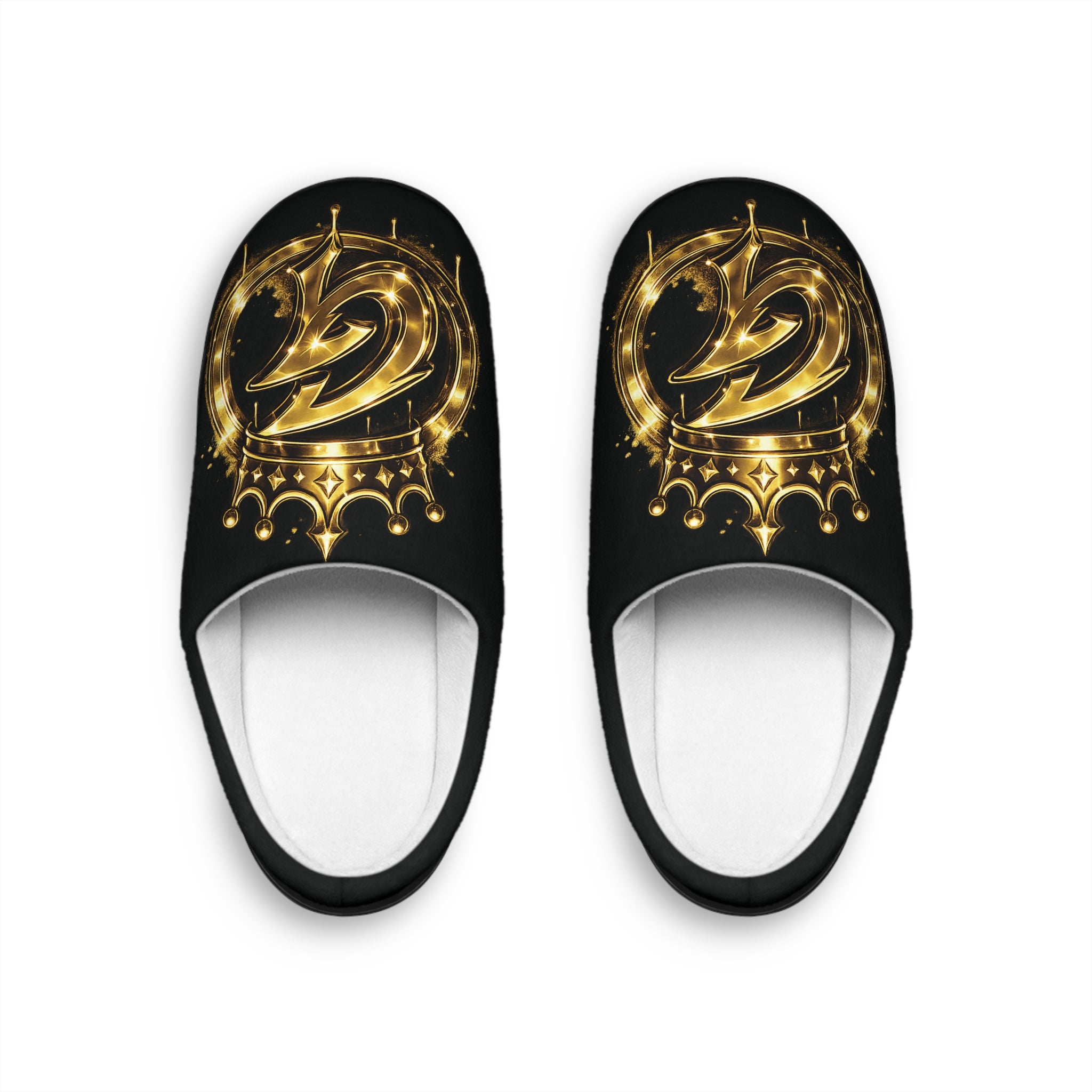 Men's Slippers — Gold Crown Dragon Emblem Indoor House Shoes