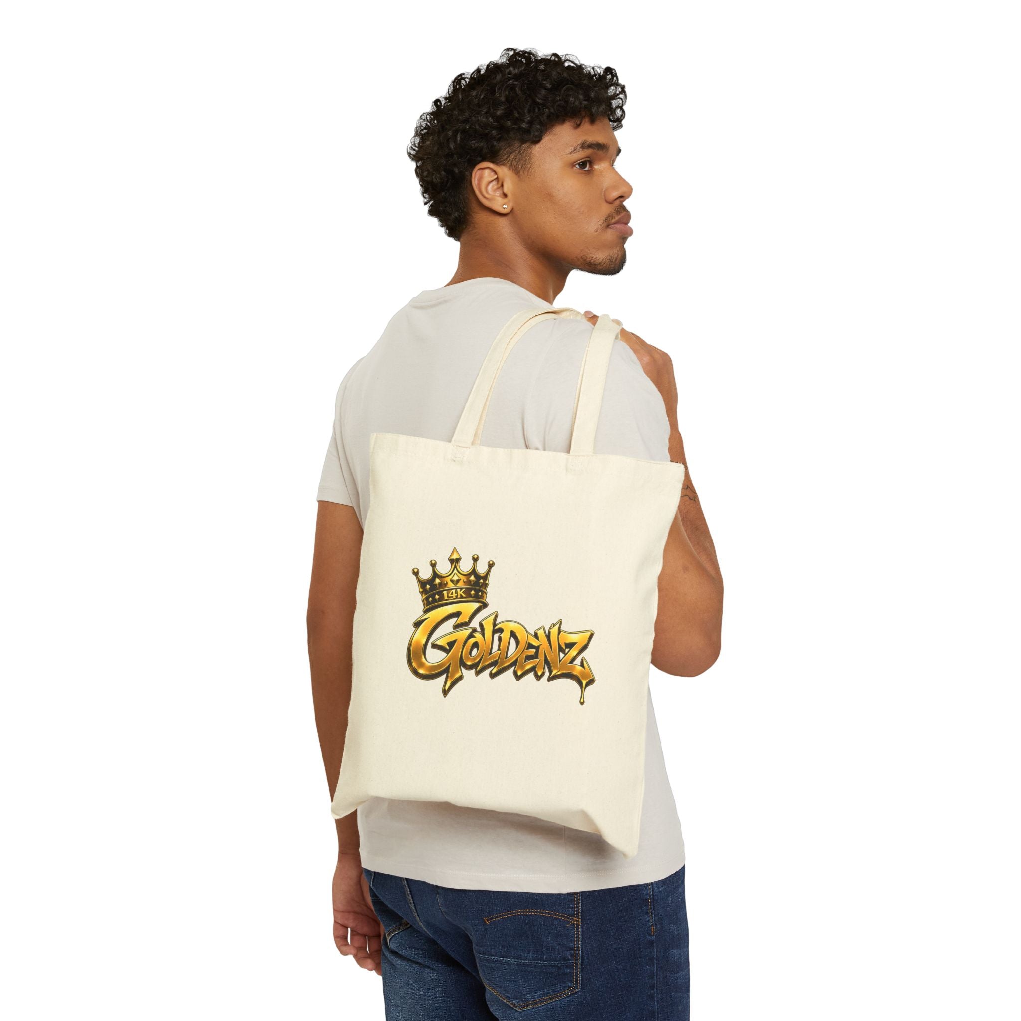 Tote Bag — "Goldenz" Crown Graffiti Cotton Canvas Tote