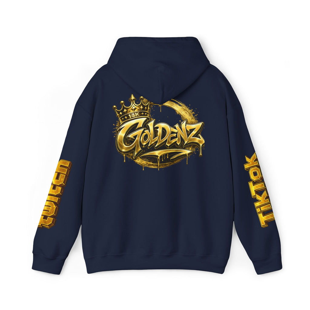 Goldenz Crown Hoodie — Streetwear Logo Pullover with Sleeve Branding