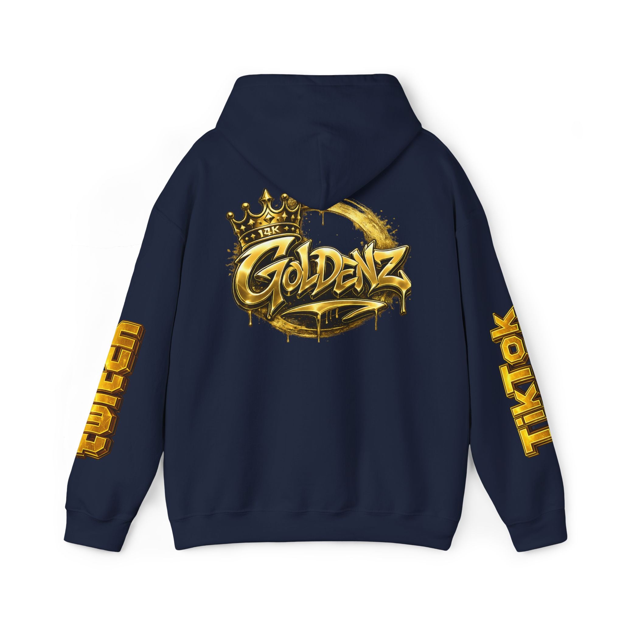 Goldenz Crown Hoodie — Streetwear Logo Pullover with Sleeve Branding
