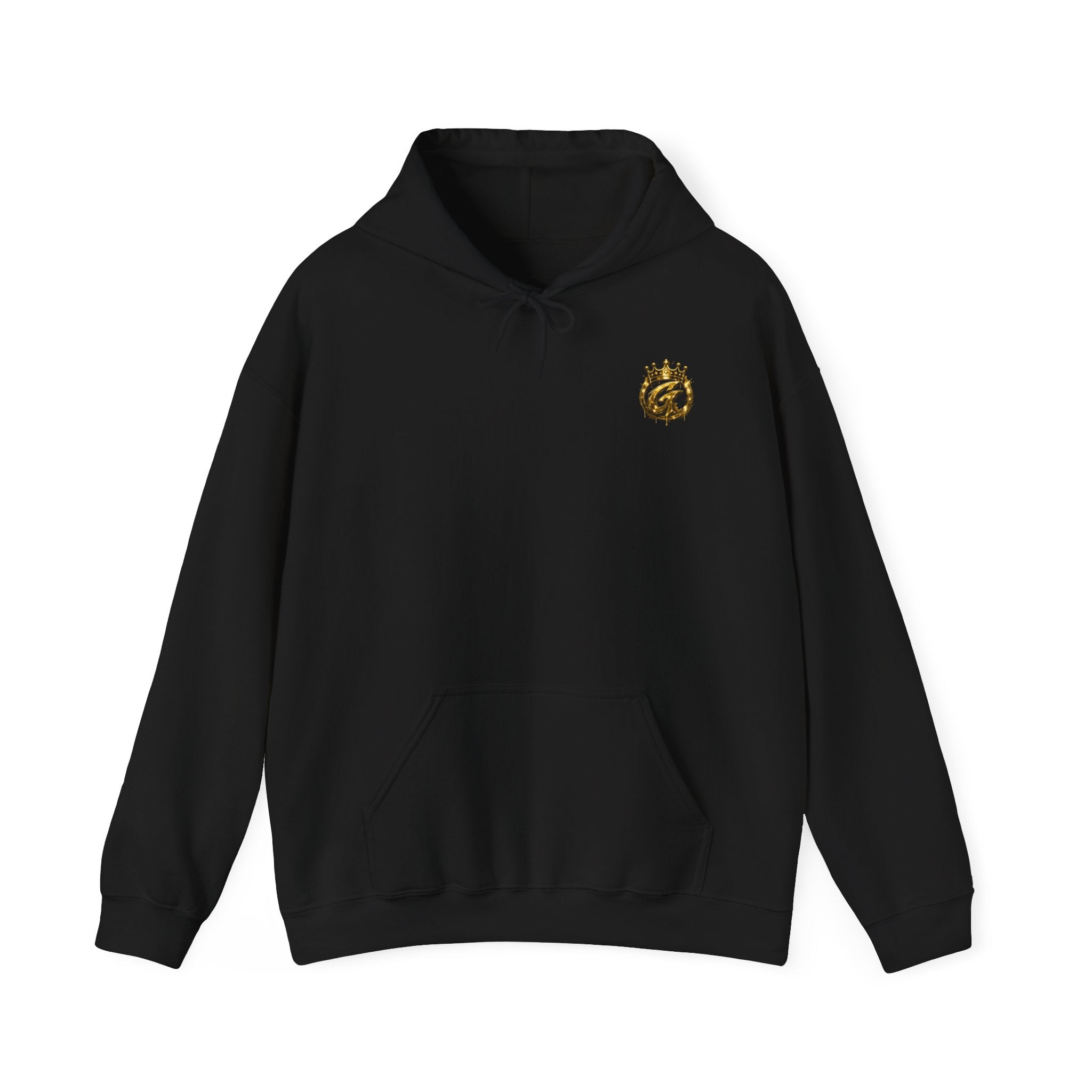 Hoodie — Small Gold Crown Chest Emblem Hooded Sweatshirt