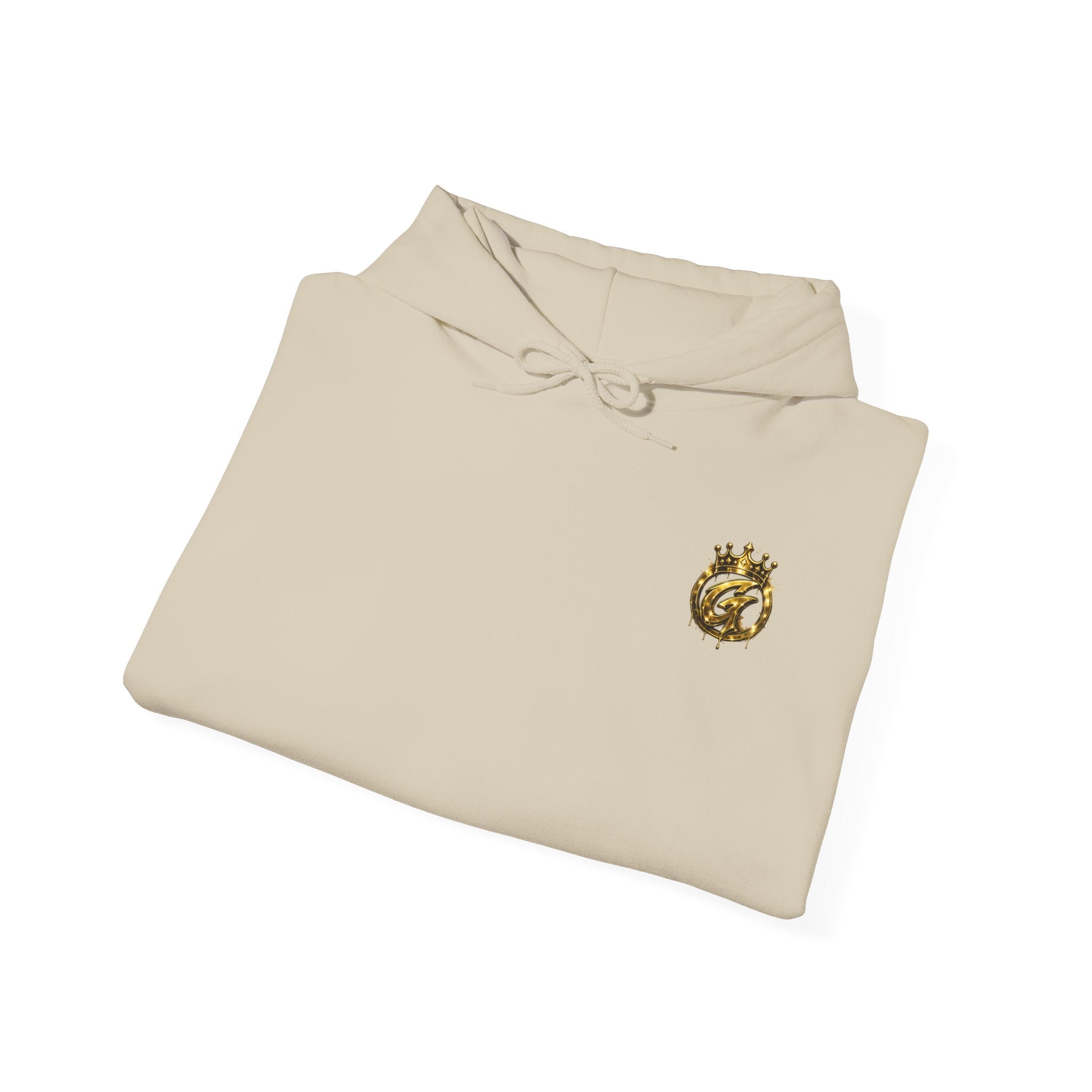 Hoodie — Small Gold Crown Chest Emblem Hooded Sweatshirt
