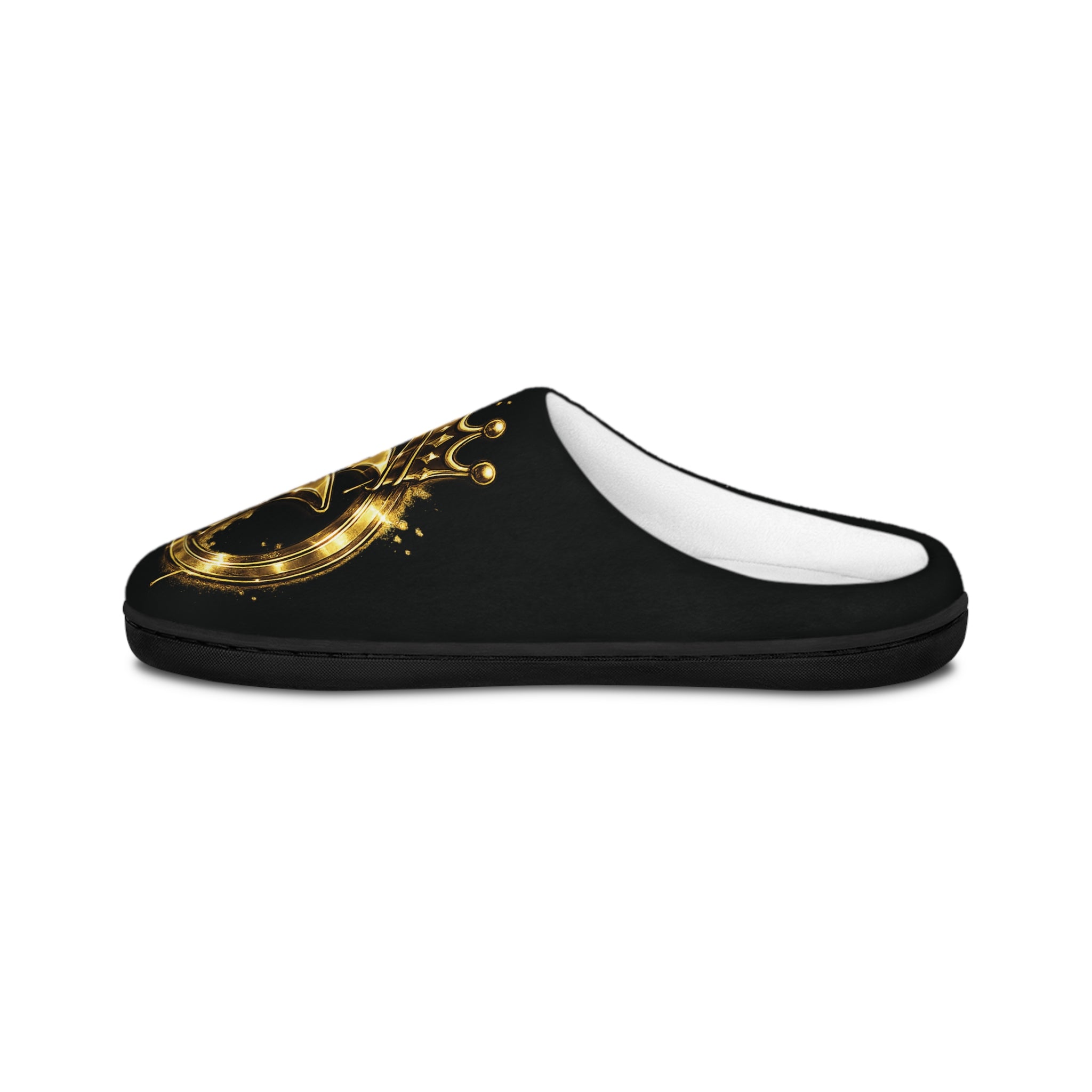 Men's Slippers — Gold Crown Dragon Emblem Indoor House Shoes
