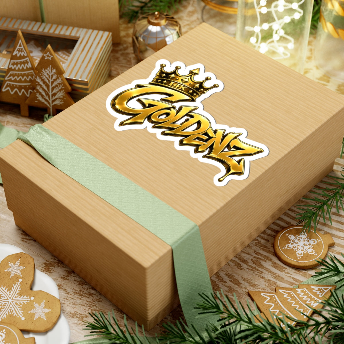 Goldenz Crown Sticker — Metallic Graffiti Kiss-Cut Sticker