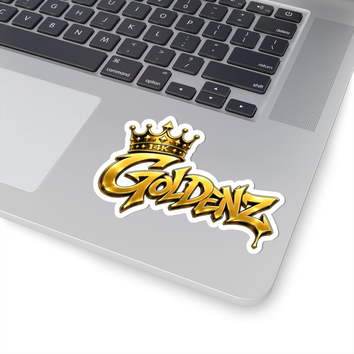 Goldenz Crown Sticker — Metallic Graffiti Kiss-Cut Sticker