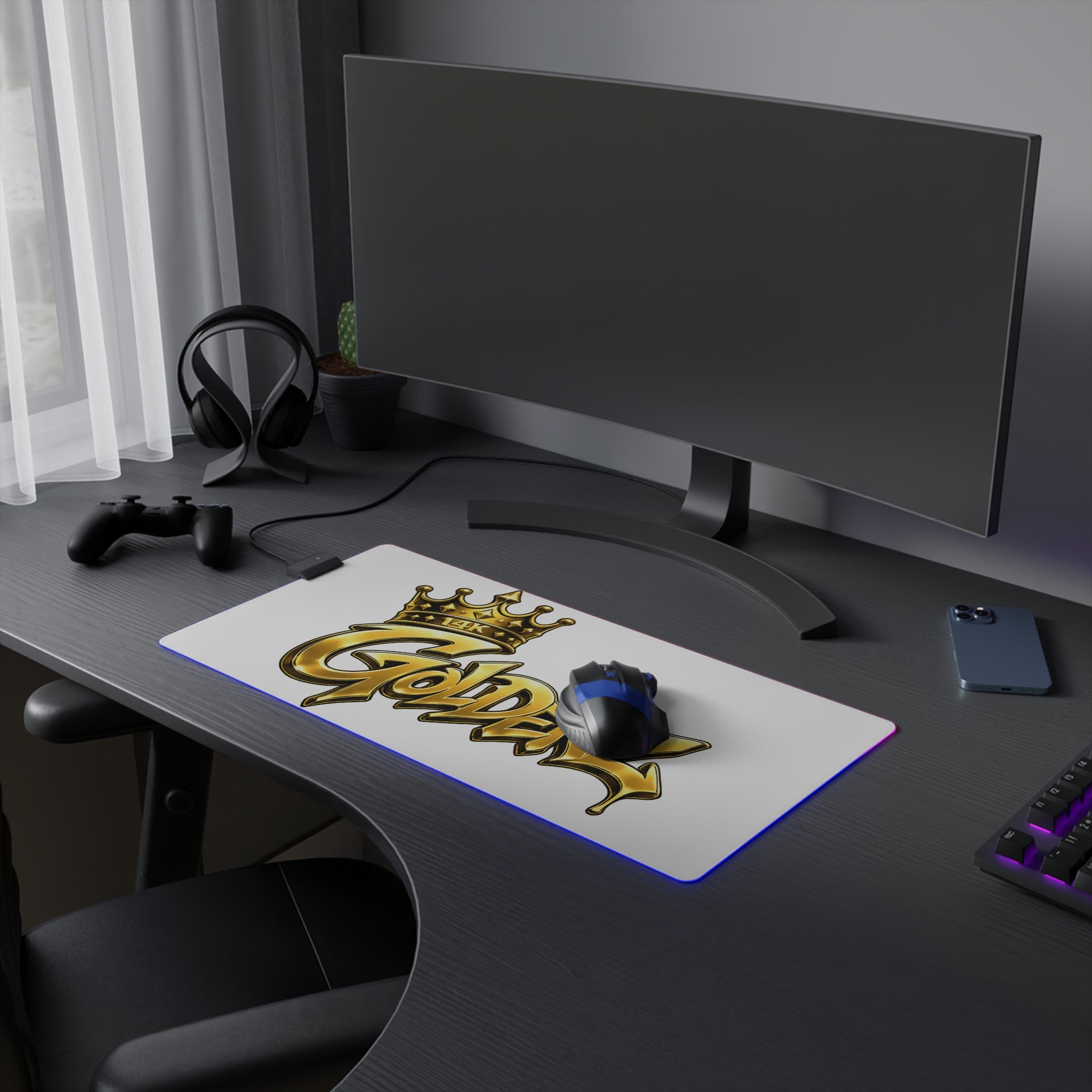 LED Gaming Mouse Pad — Goldenz Crown RGB Desk Mat