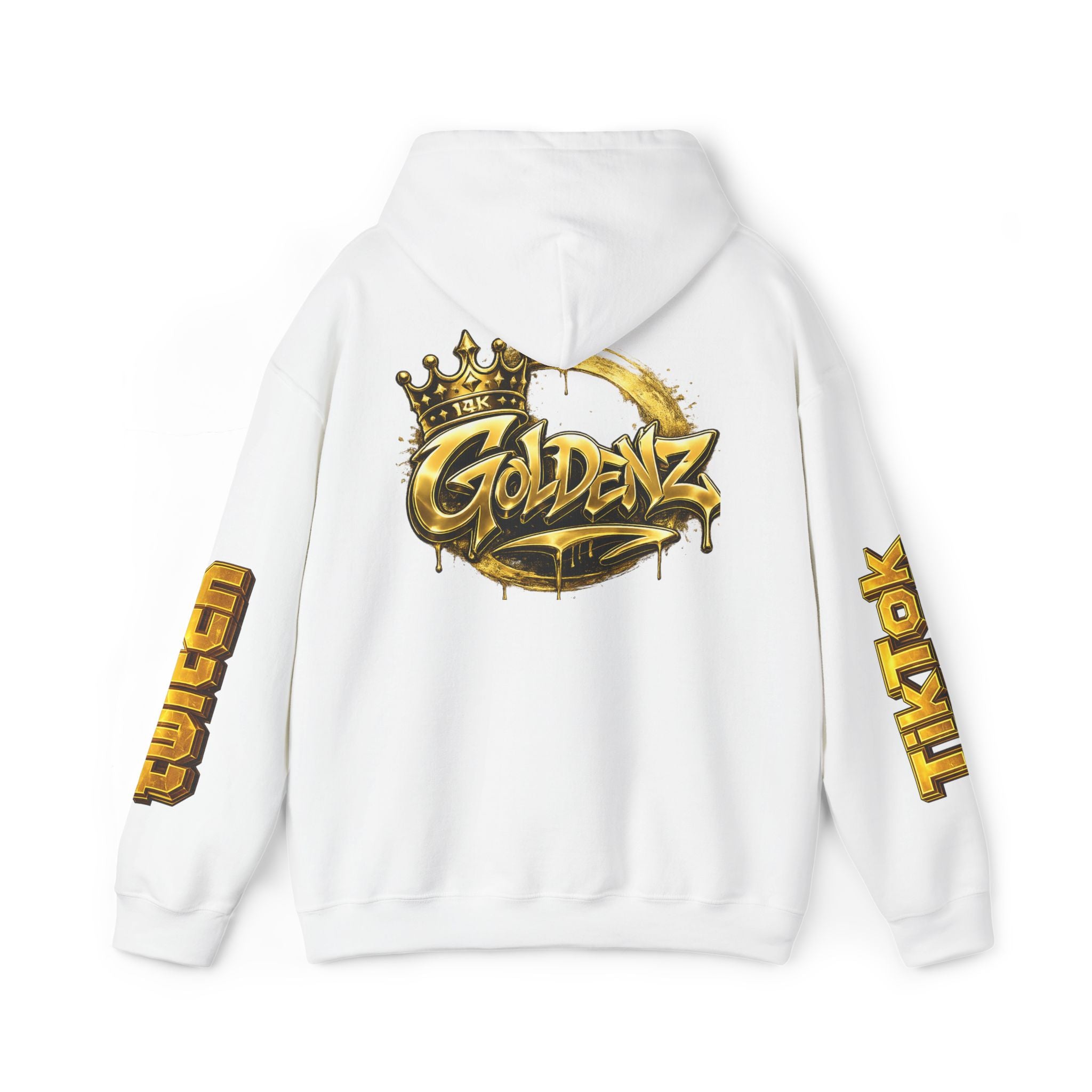 Goldenz Crown Hoodie — Streetwear Logo Pullover with Sleeve Branding