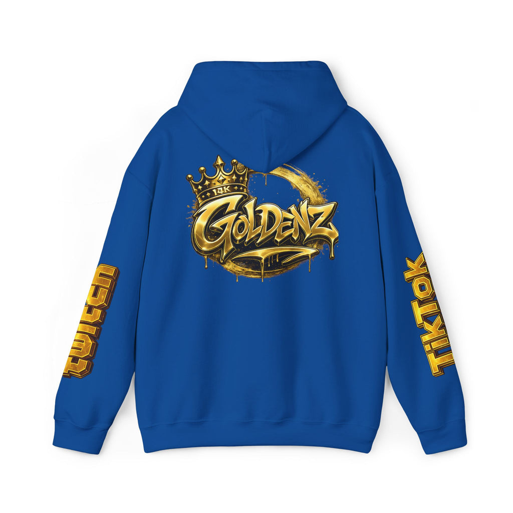 Goldenz Crown Hoodie — Streetwear Logo Pullover with Sleeve Branding