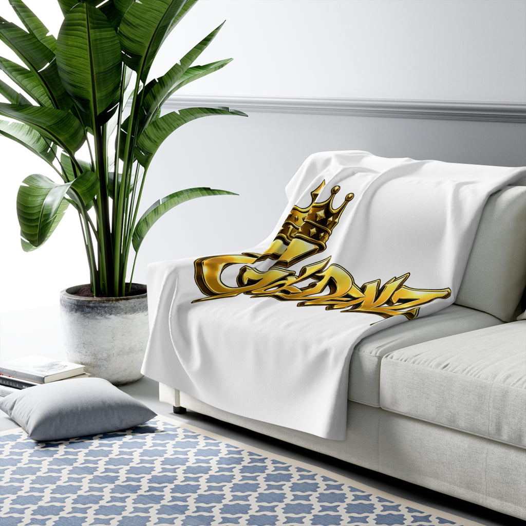 Goldenz Crown Sherpa Blanket — Luxe Gold Graffiti Throw