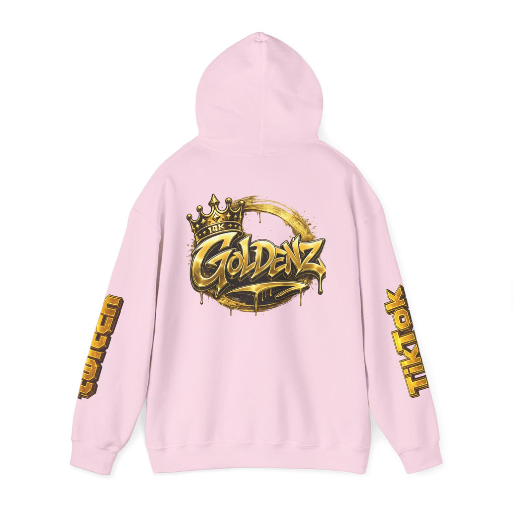 Goldenz Crown Hoodie — Streetwear Logo Pullover with Sleeve Branding