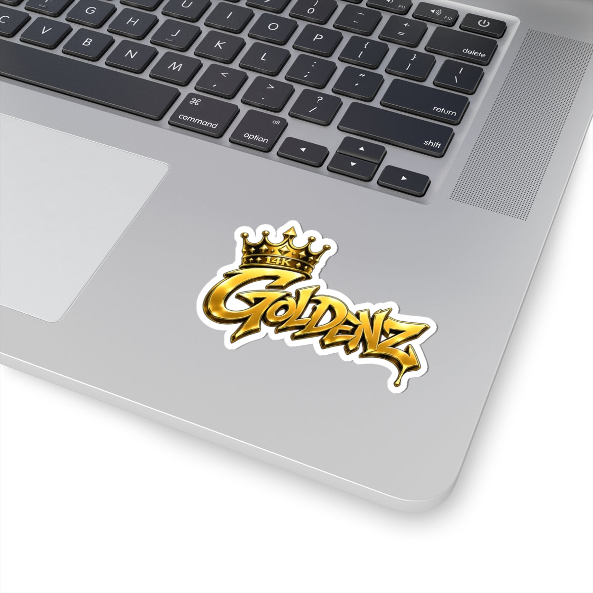 Goldenz Crown Sticker — Metallic Graffiti Kiss-Cut Sticker