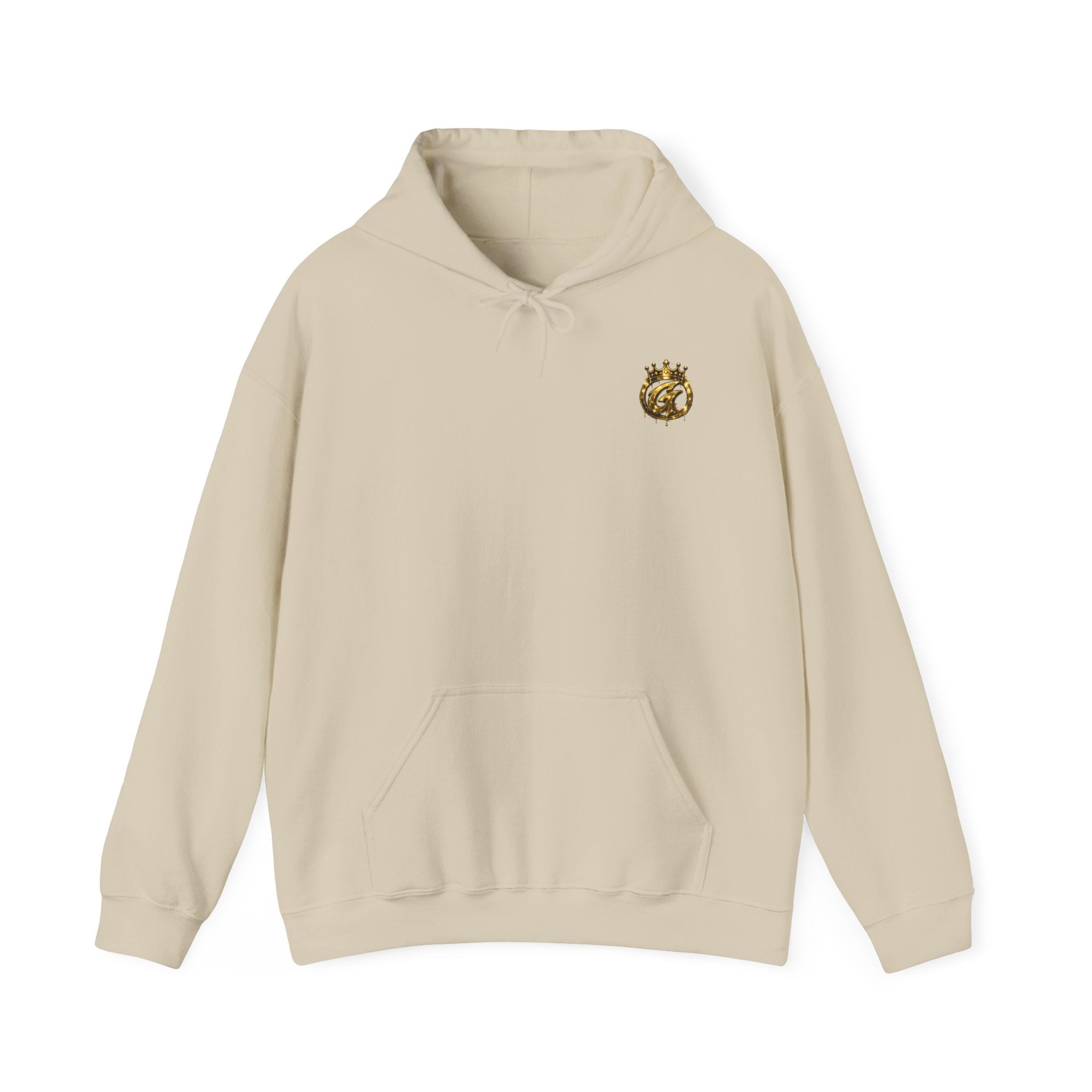 Hoodie — Small Gold Crown Chest Emblem Hooded Sweatshirt