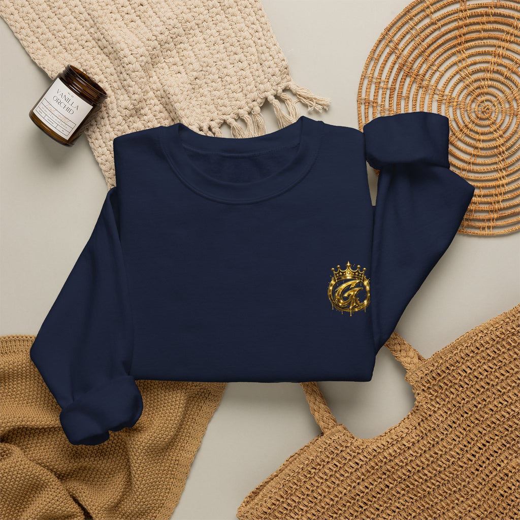 Embroidered Crown Lion Crewneck Sweatshirt