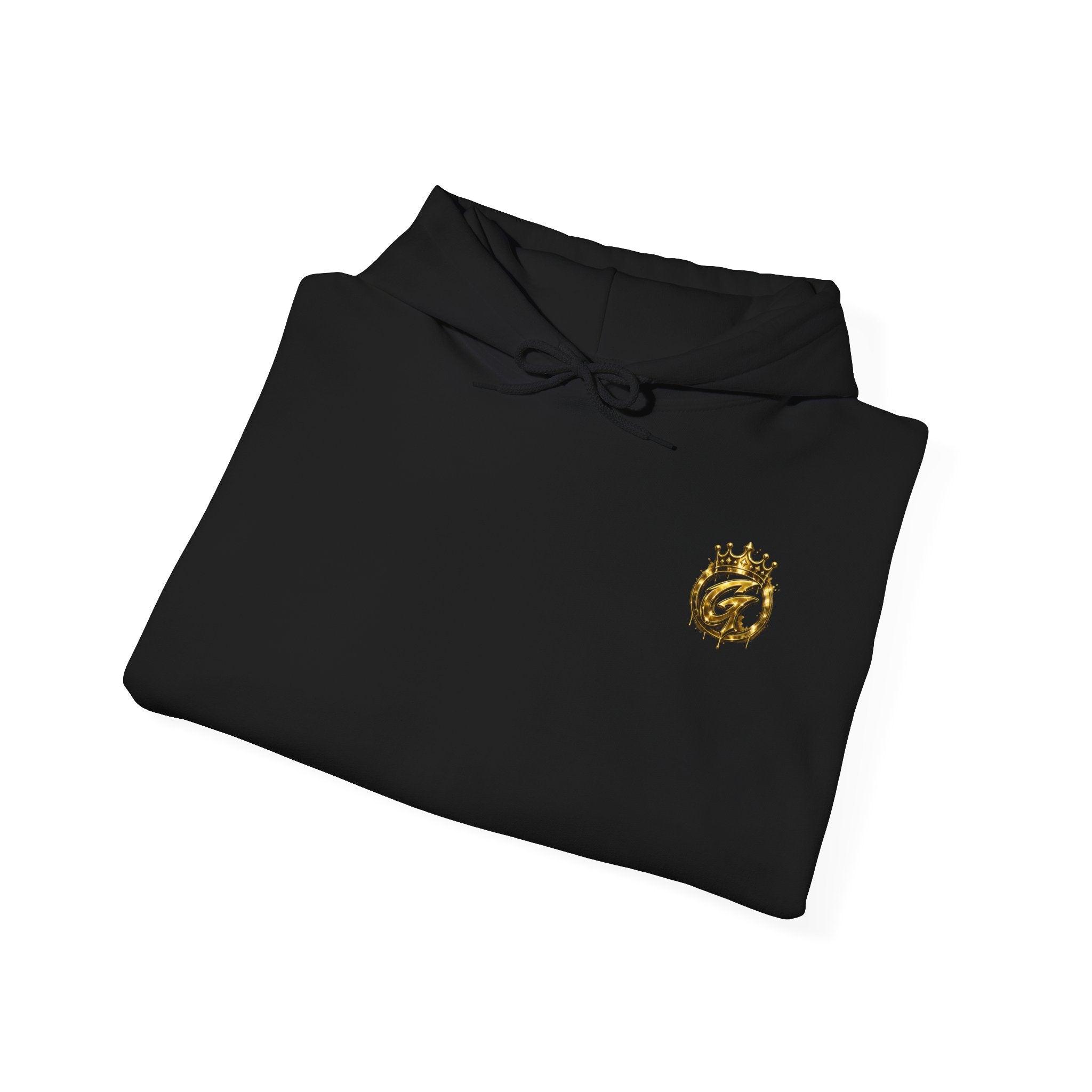 Hoodie — Small Gold Crown Chest Emblem Hooded Sweatshirt