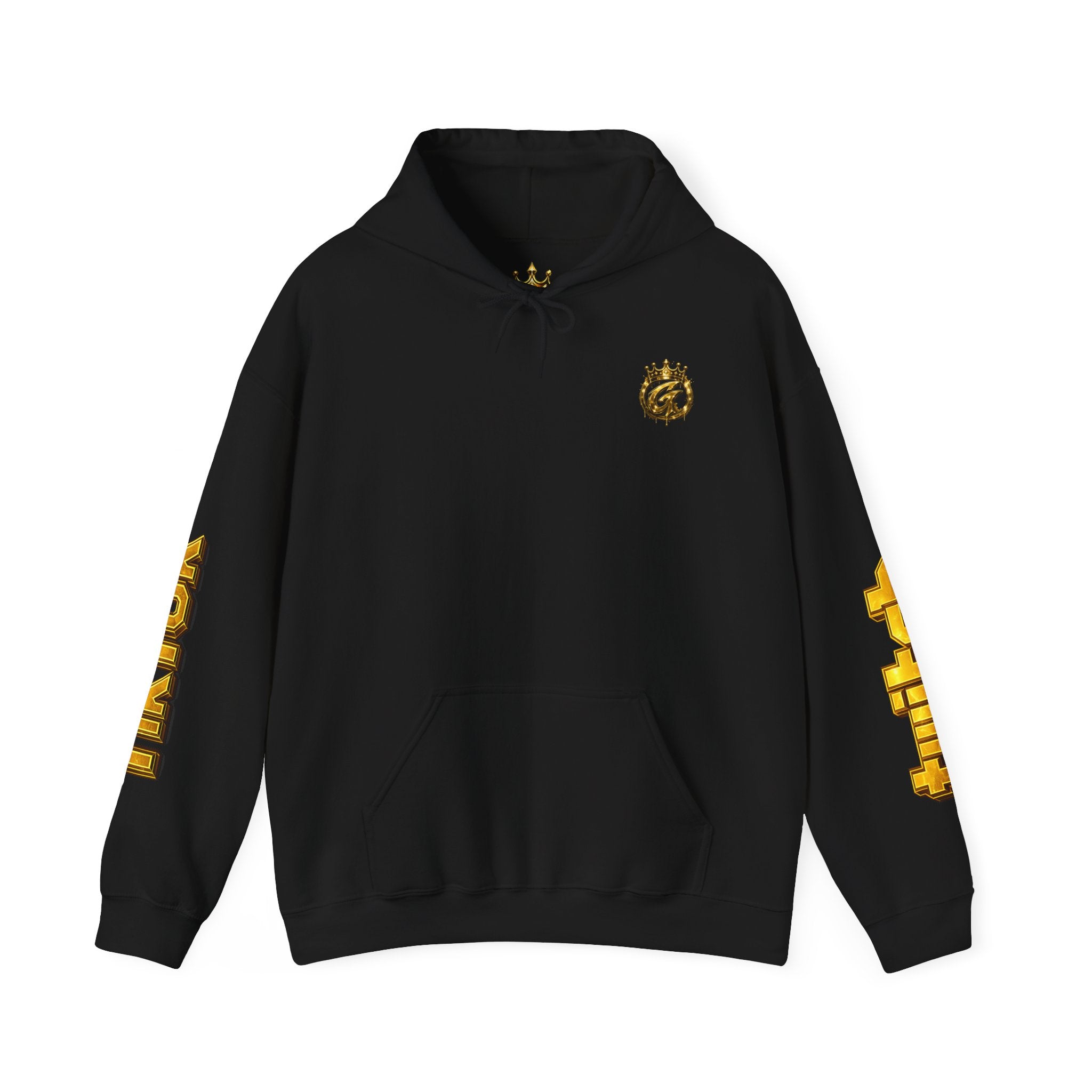 Goldenz Crown Hoodie — Streetwear Logo Pullover with Sleeve Branding