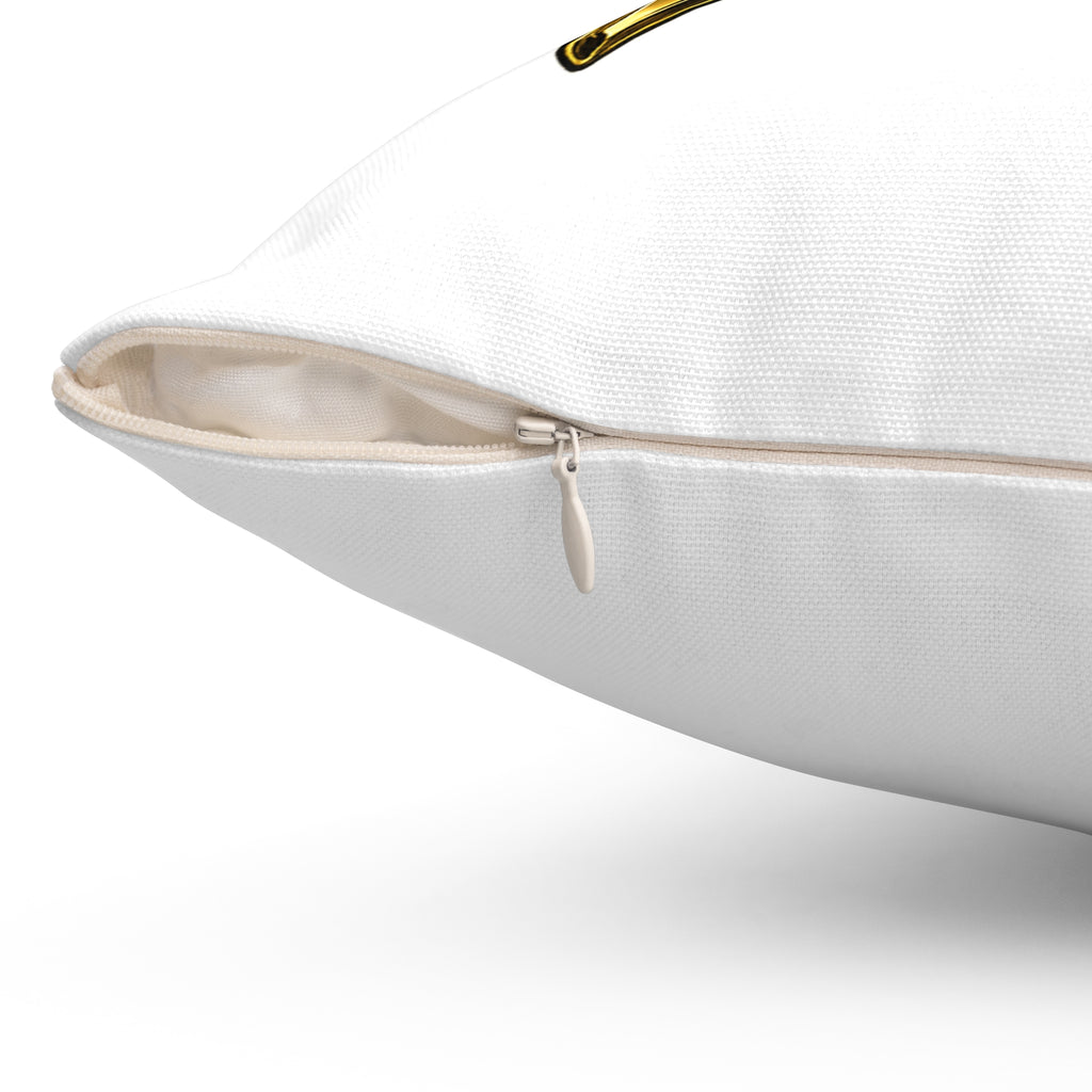 Goldenz Crown Graphic Pillow — Gold Script Decorative Throw Pillow