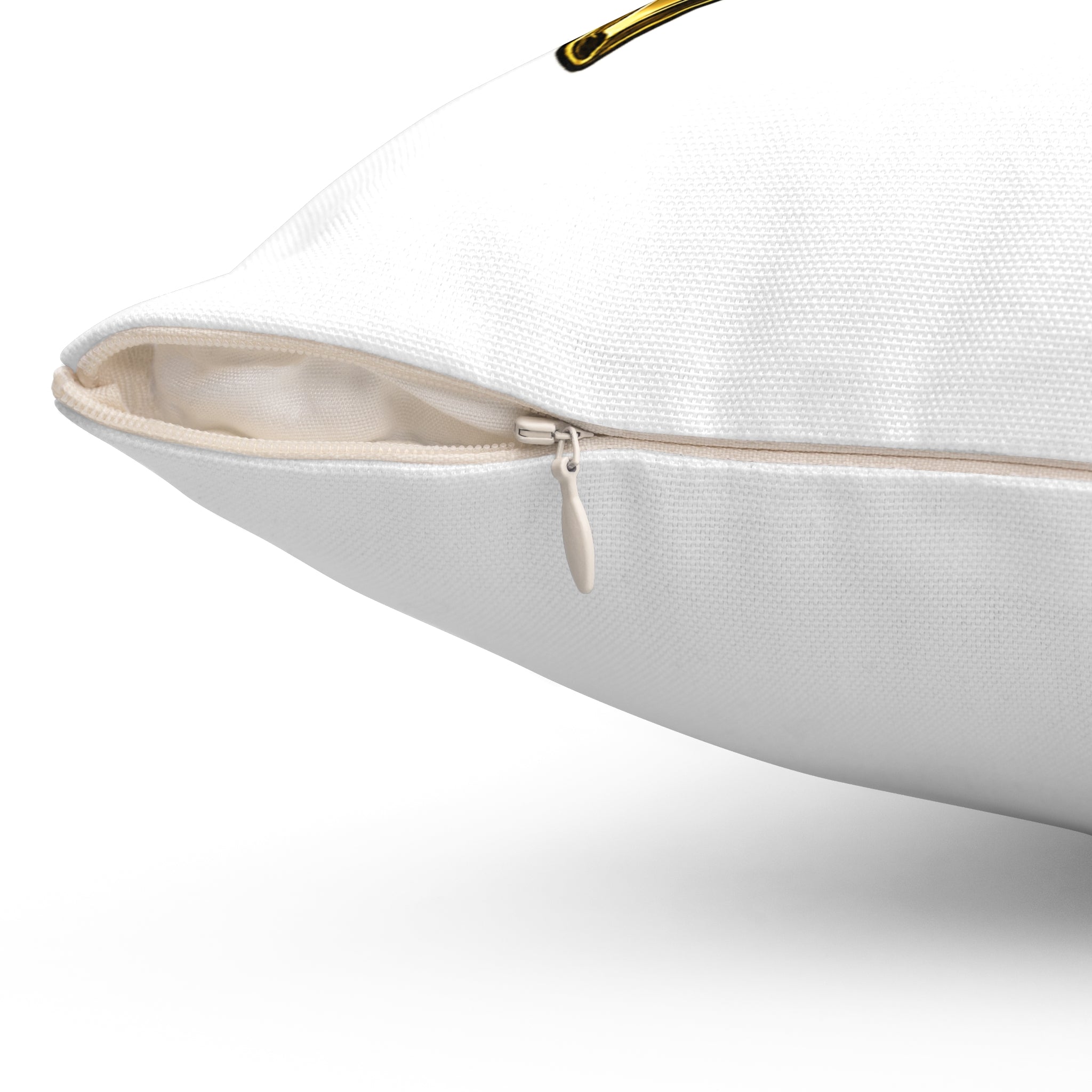 Goldenz Crown Graphic Pillow — Gold Script Decorative Throw Pillow