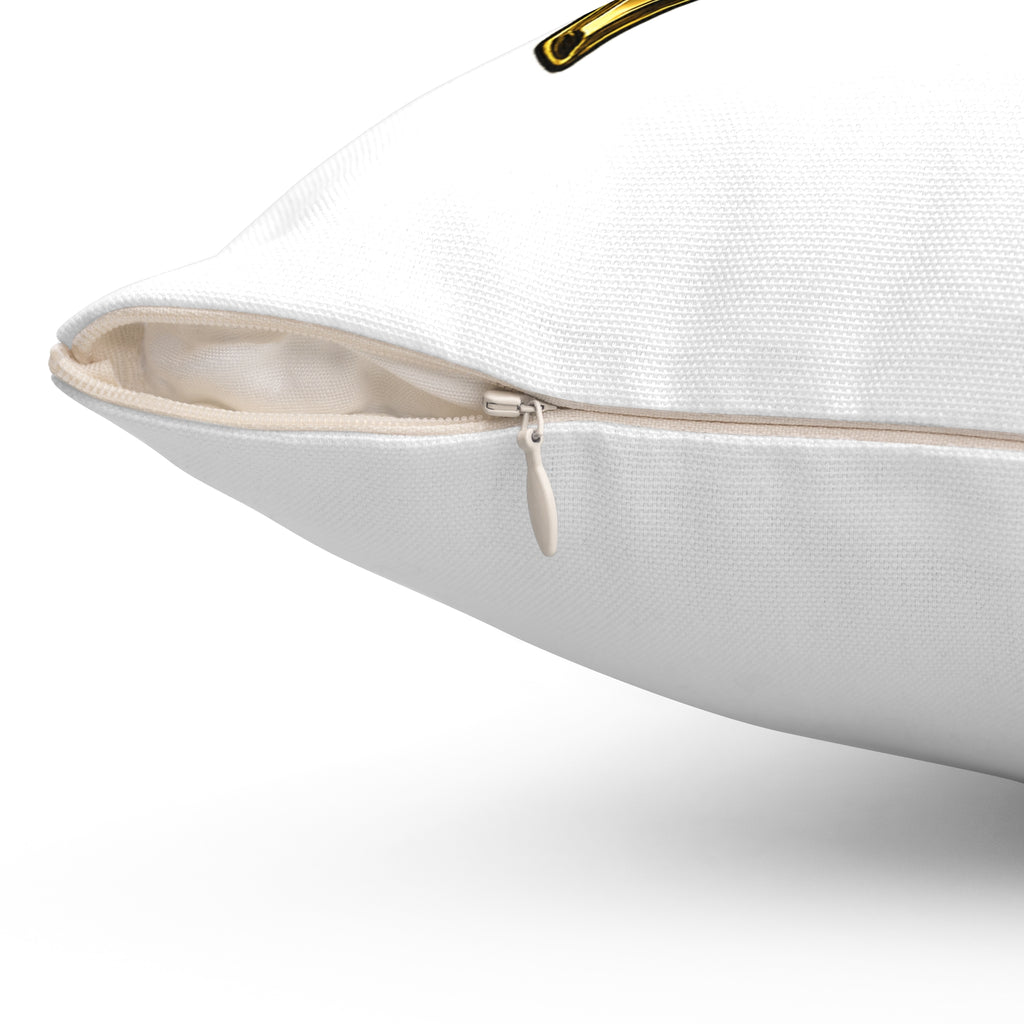 Goldenz Crown Graphic Pillow — Gold Script Decorative Throw Pillow