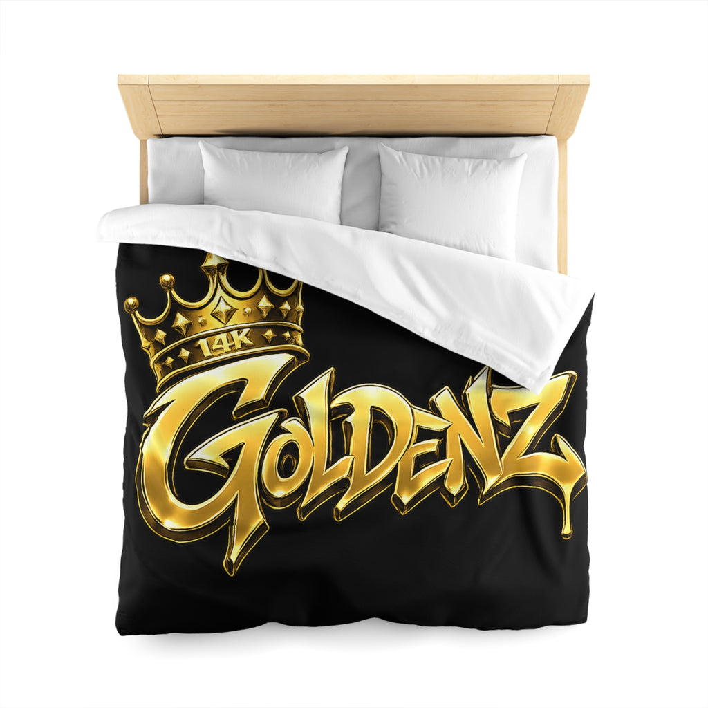 Goldenz Crown Duvet Cover — Black & Metallic Gold Microfiber Bedding