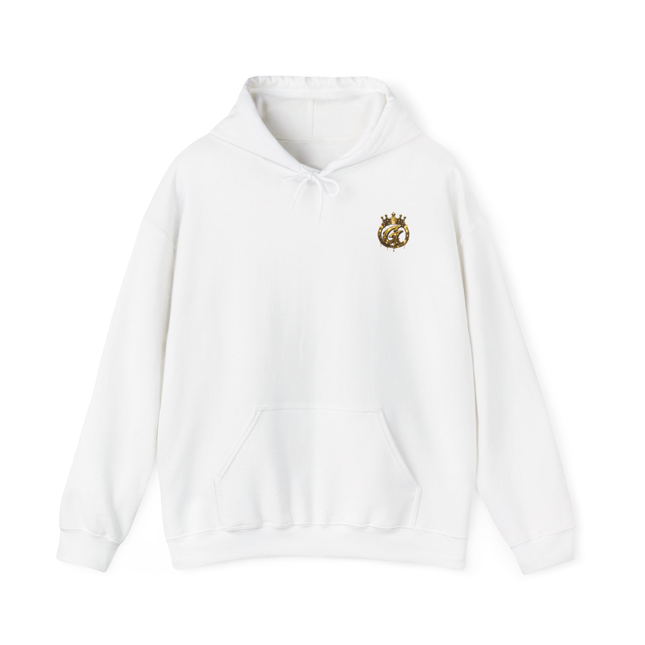 Hoodie — Small Gold Crown Chest Emblem Hooded Sweatshirt