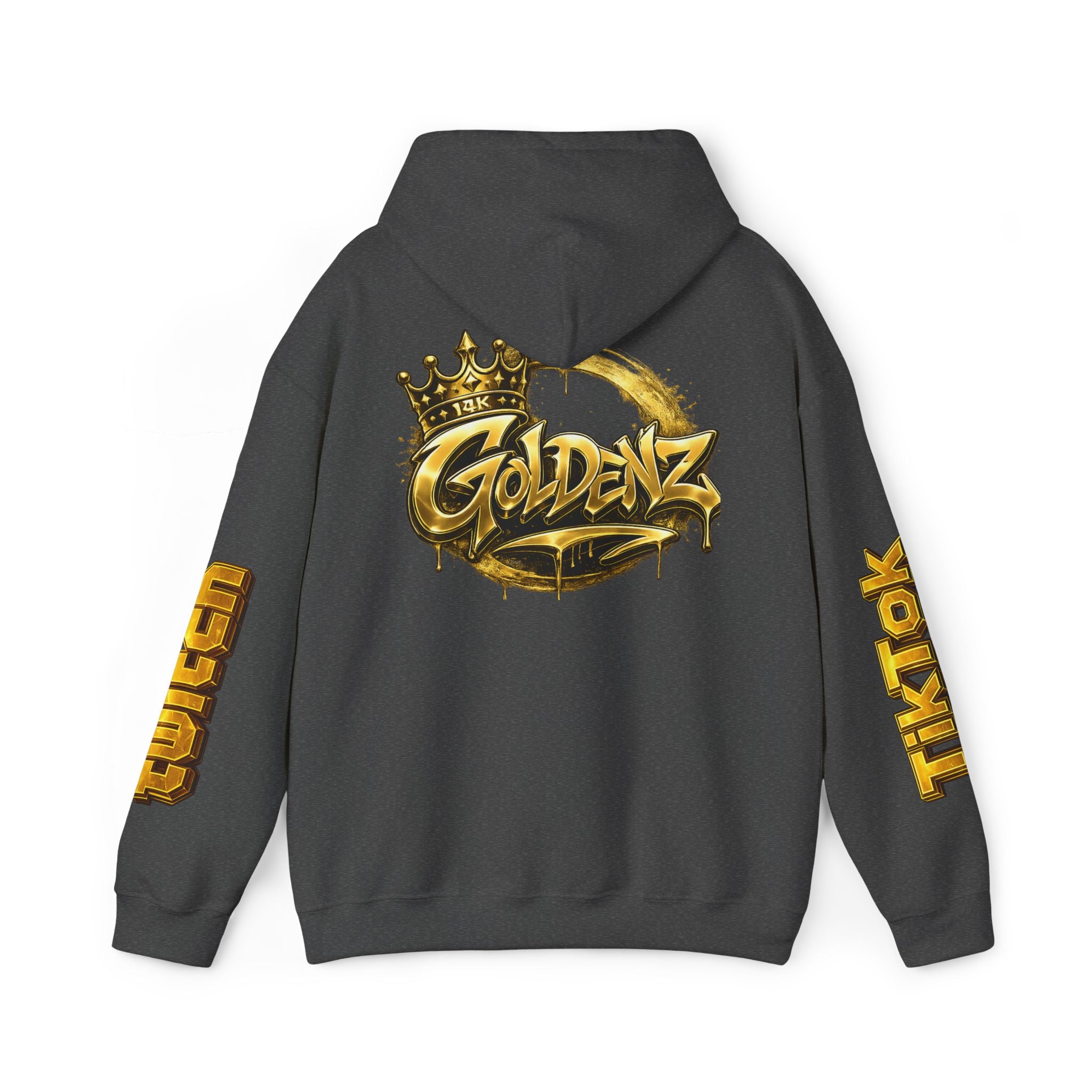 Goldenz Crown Hoodie — Streetwear Logo Pullover with Sleeve Branding