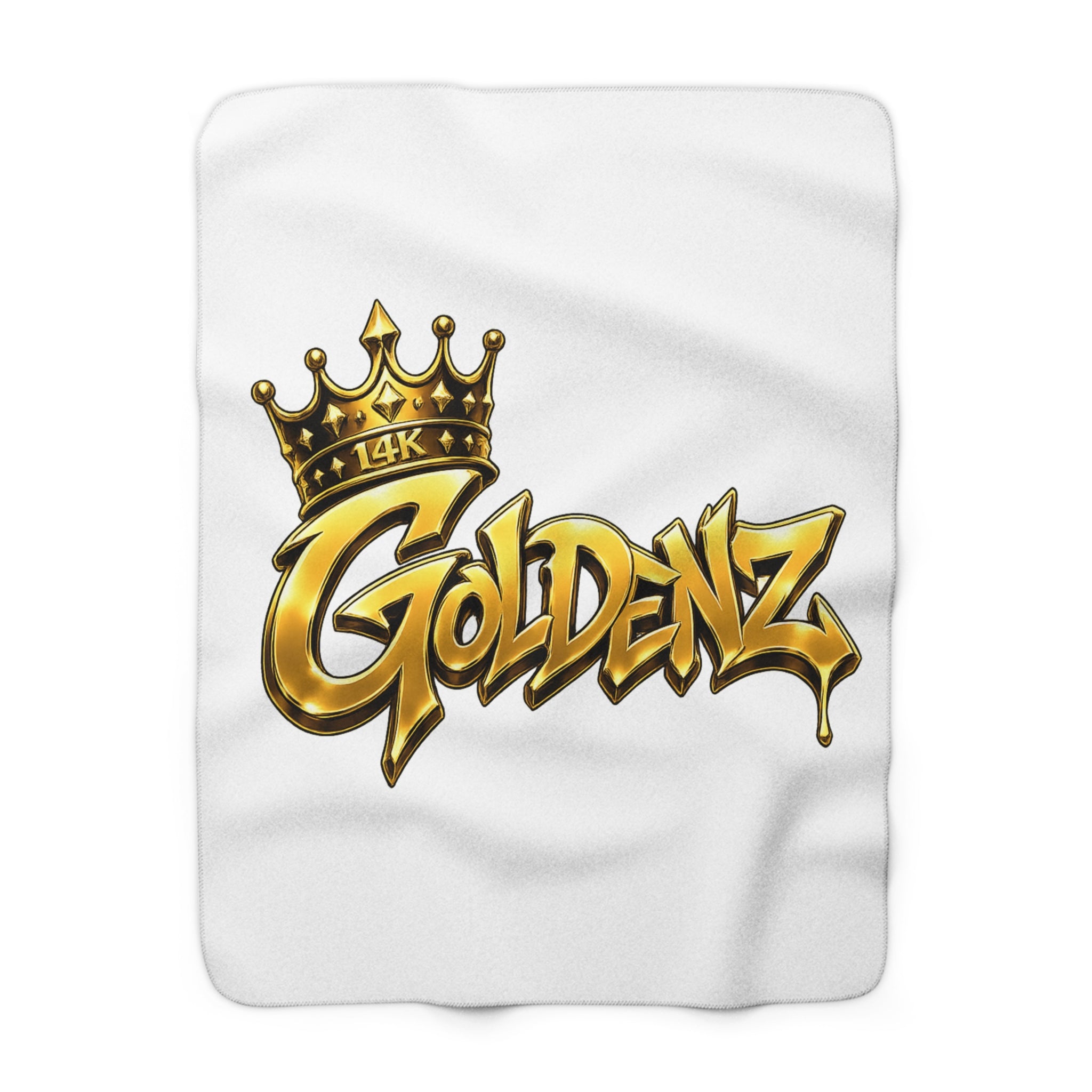 Goldenz Crown Sherpa Blanket — Luxe Gold Graffiti Throw