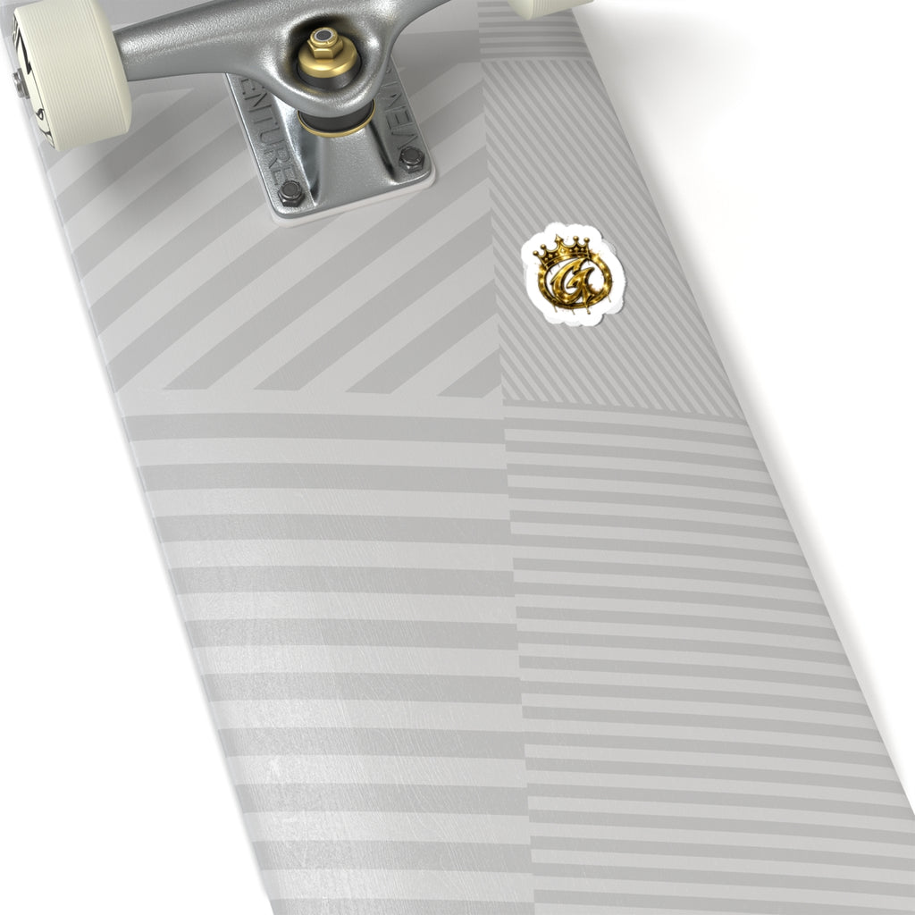 Gold Crown Logo Kiss-Cut Sticker — Luxury Monogram Decal for Laptops & Accessories