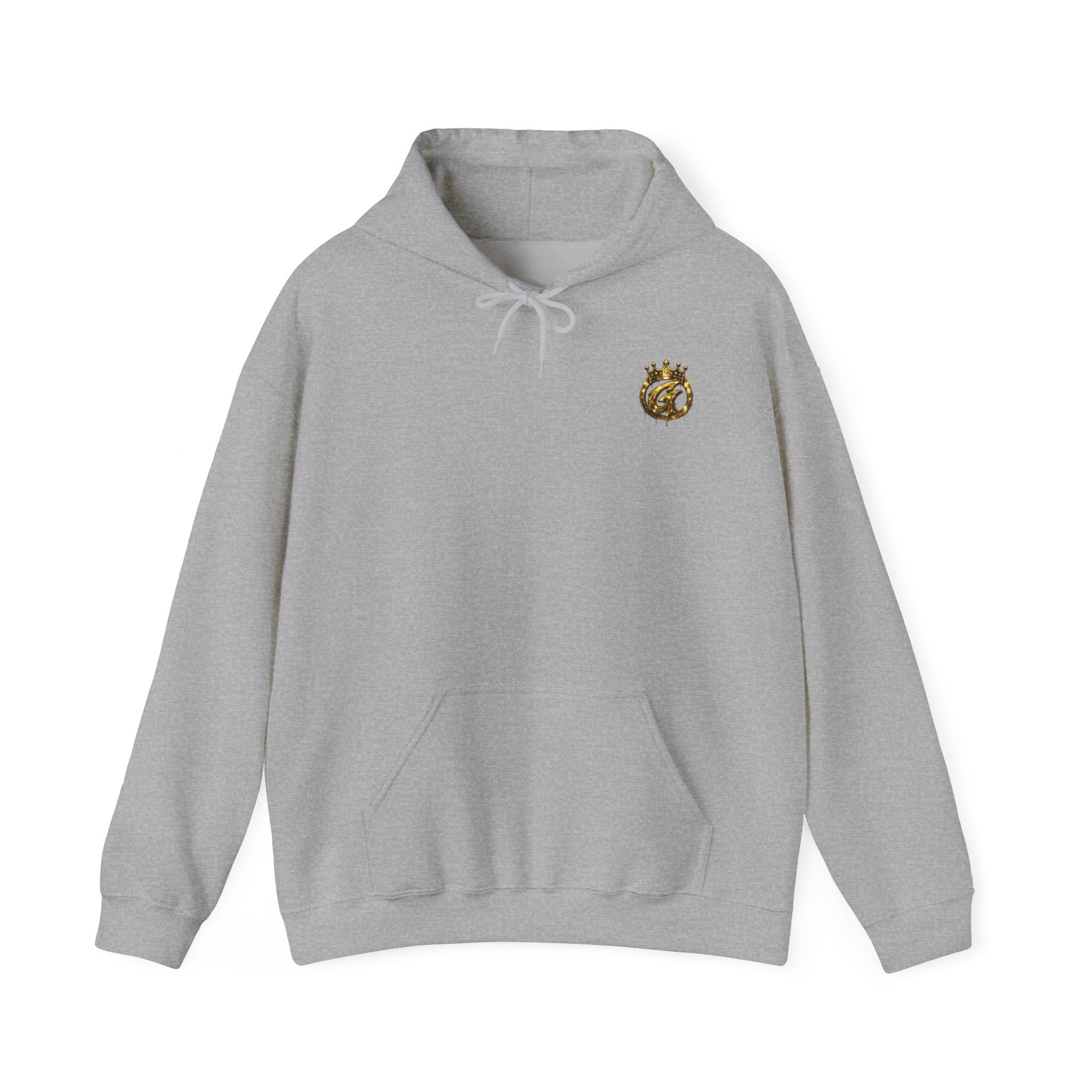 Hoodie — Small Gold Crown Chest Emblem Hooded Sweatshirt