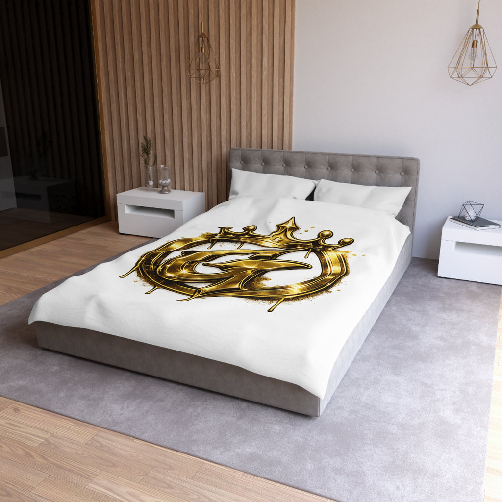 Goldenz Crown Duvet Cover — Black & Metallic Gold Microfiber Bedding