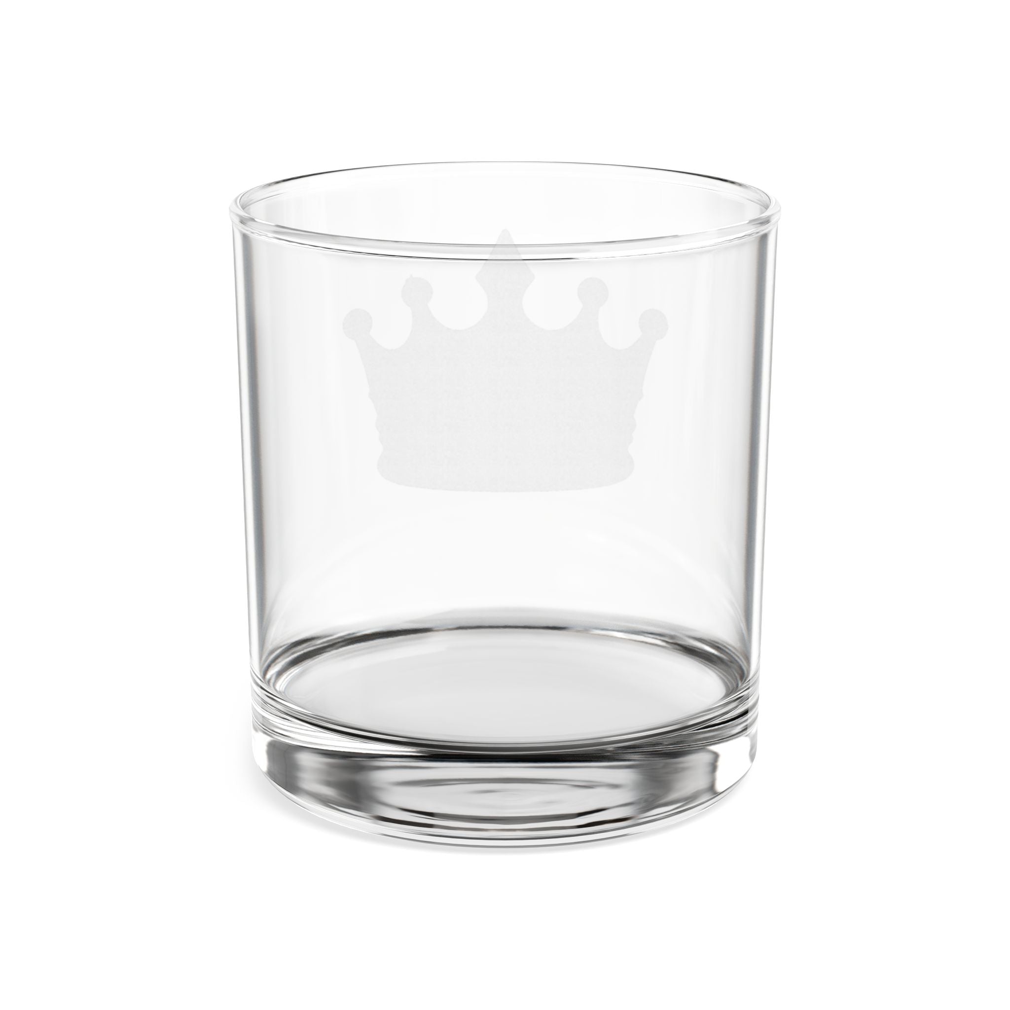 Engraved Crown Whiskey Glass – 10.5 oz Rocks Glass