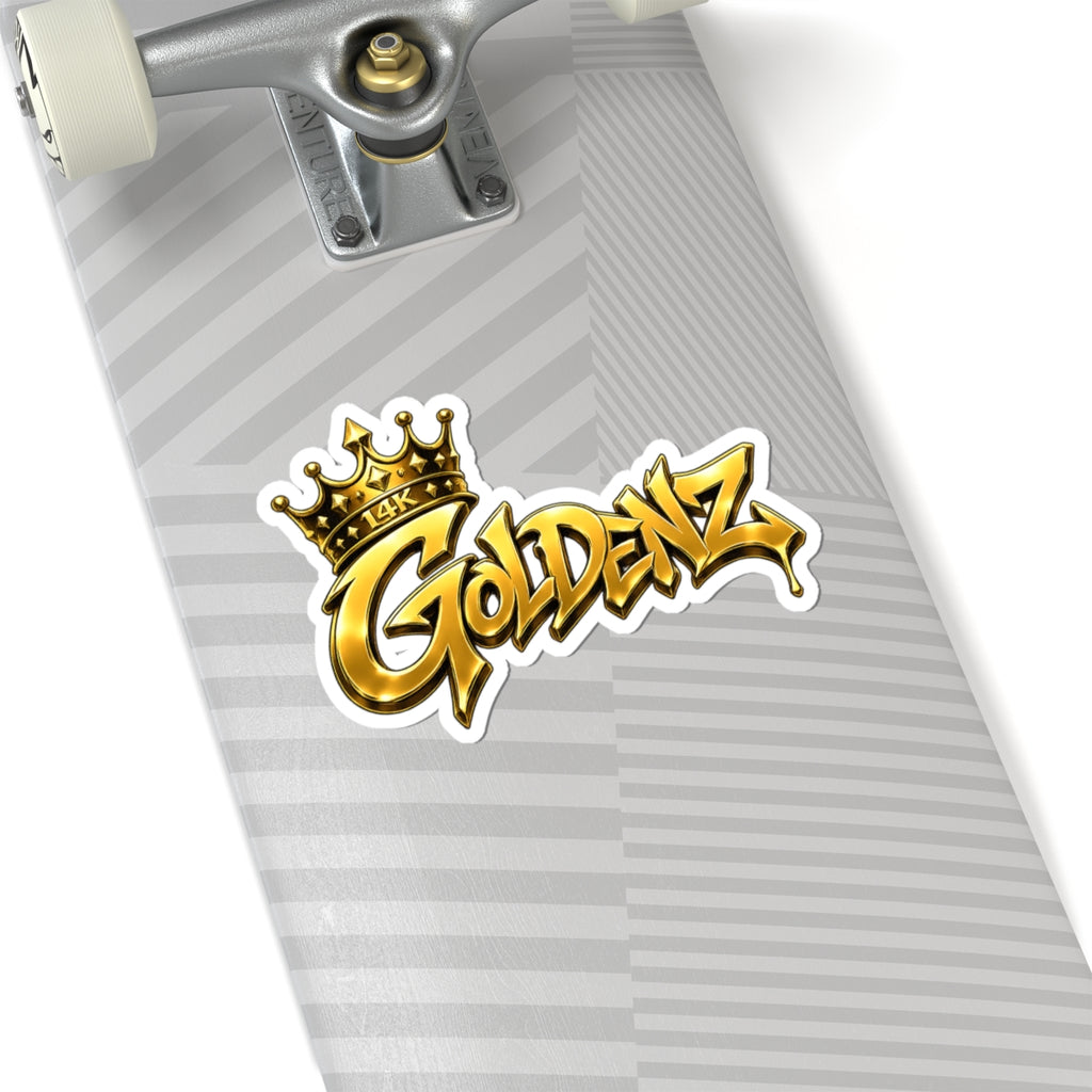 Goldenz Crown Sticker — Metallic Graffiti Kiss-Cut Sticker