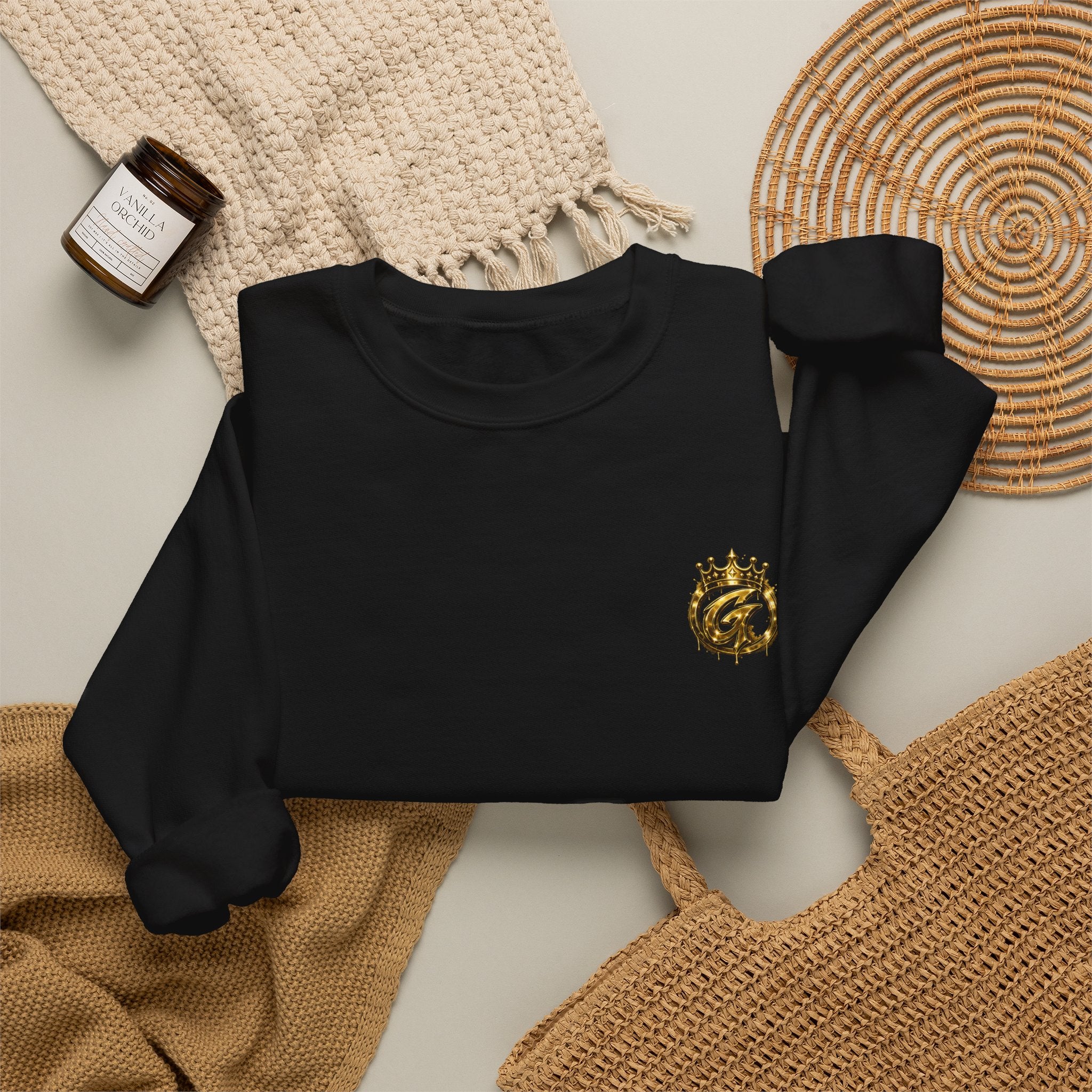 Embroidered Crown Lion Crewneck Sweatshirt