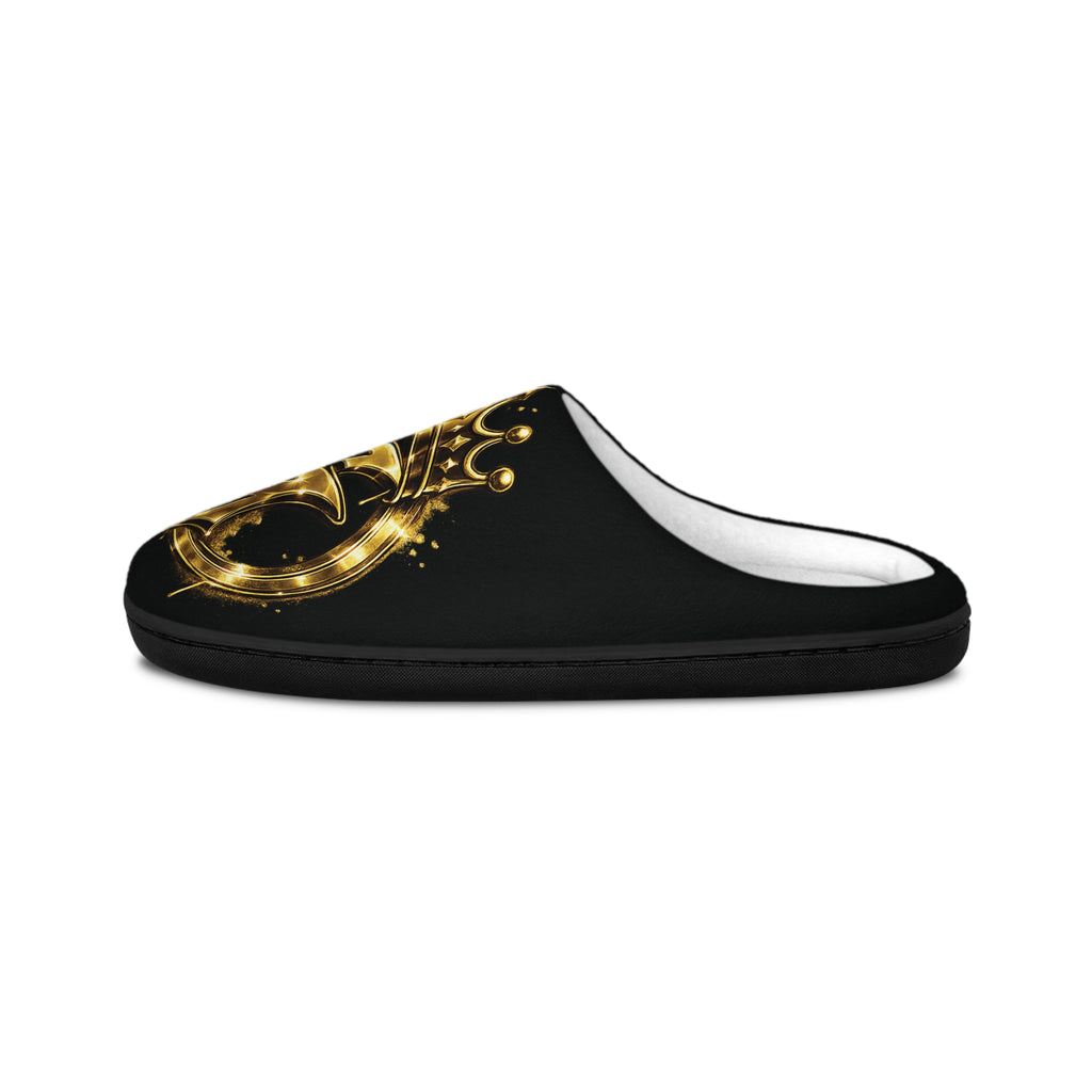 Men's Slippers — Gold Crown Dragon Emblem Indoor House Shoes
