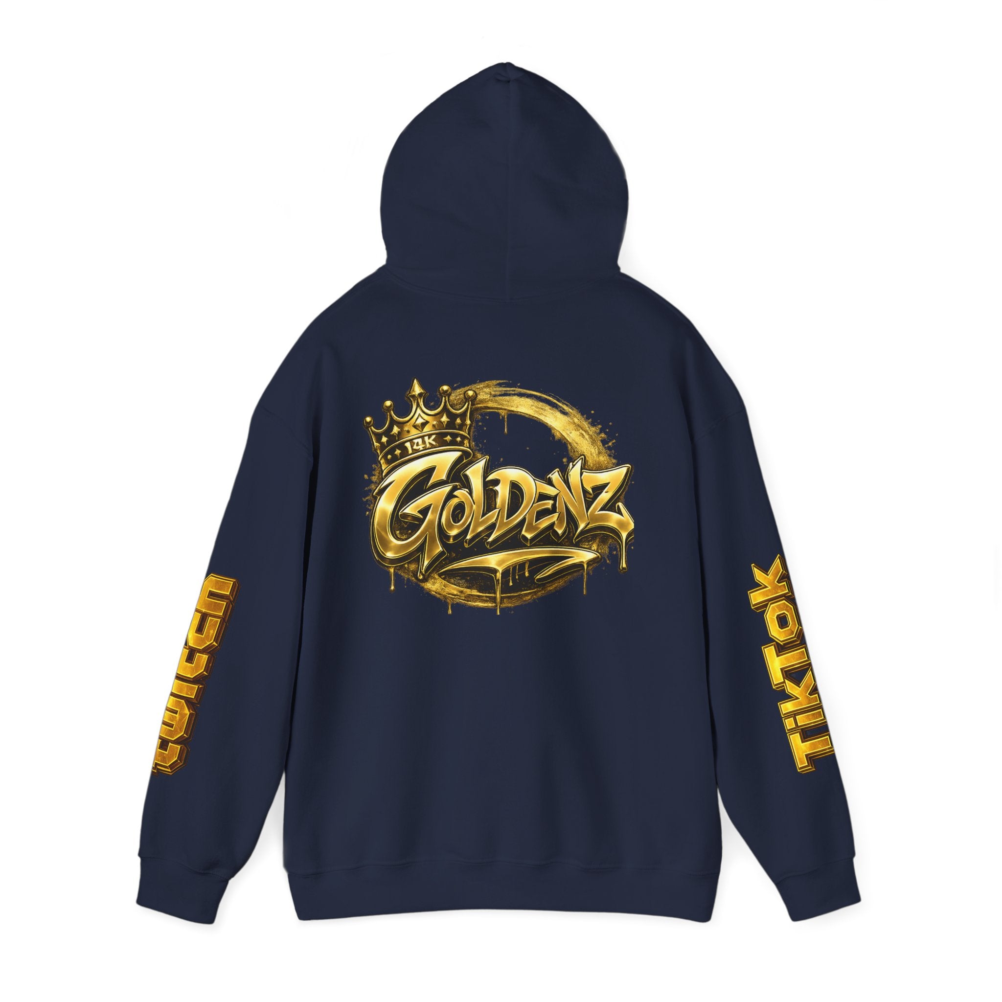 Goldenz Crown Hoodie — Streetwear Logo Pullover with Sleeve Branding