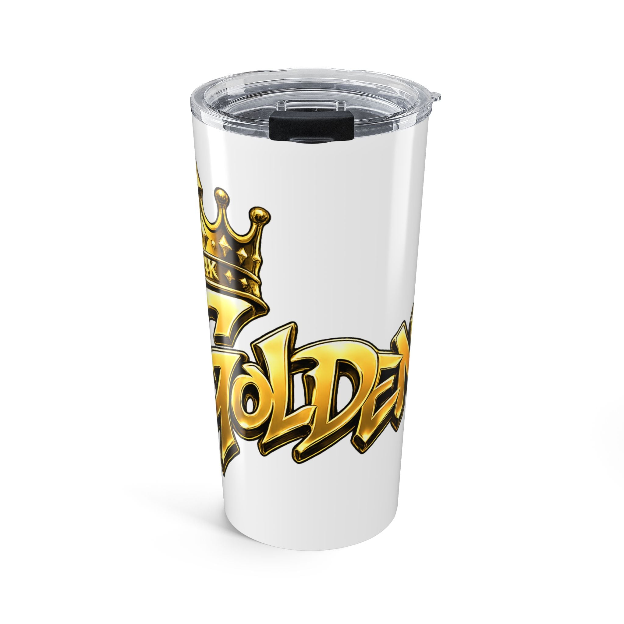 20oz Gold King Tumbler – Crowned 'Goldent' Metallic Graphic Travel Mug
