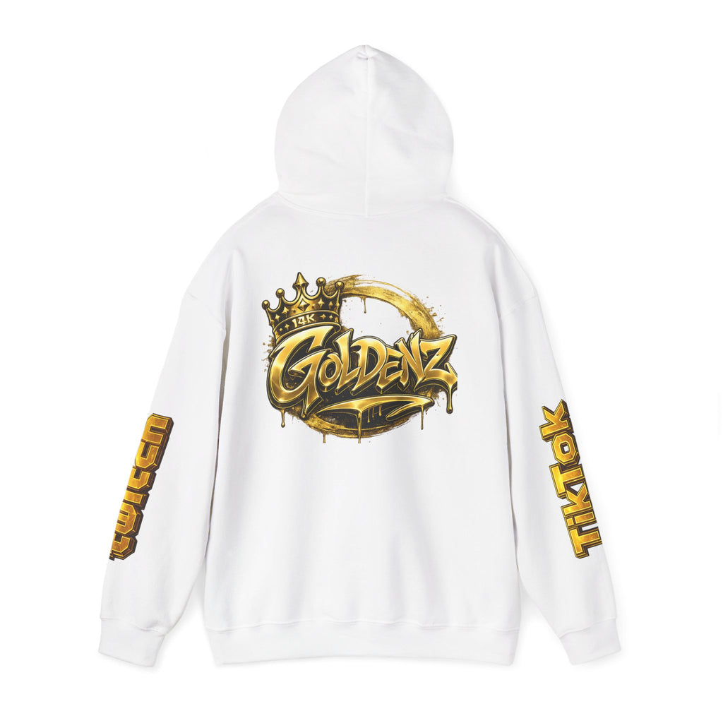 Goldenz Crown Hoodie — Streetwear Logo Pullover with Sleeve Branding