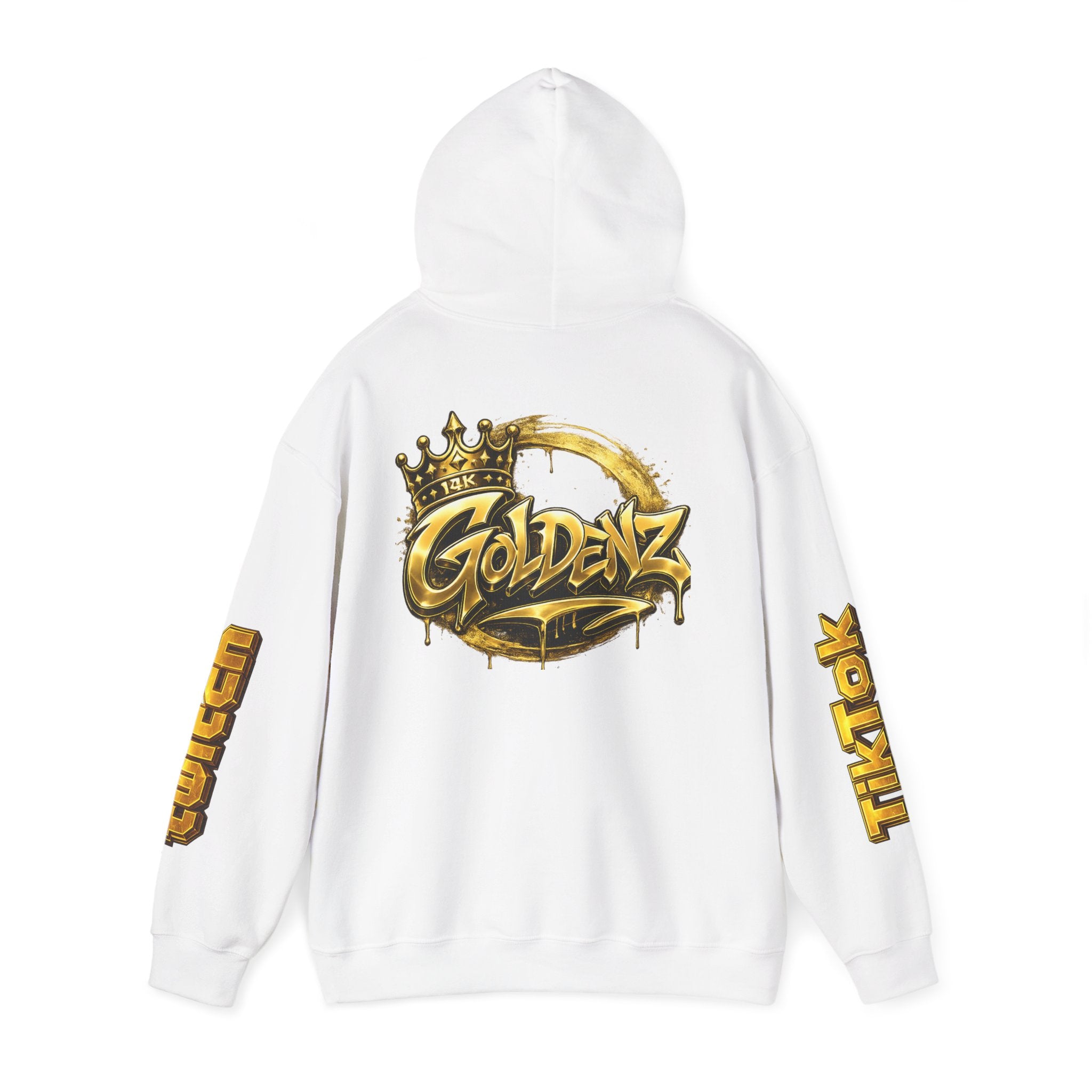 Goldenz Crown Hoodie — Streetwear Logo Pullover with Sleeve Branding