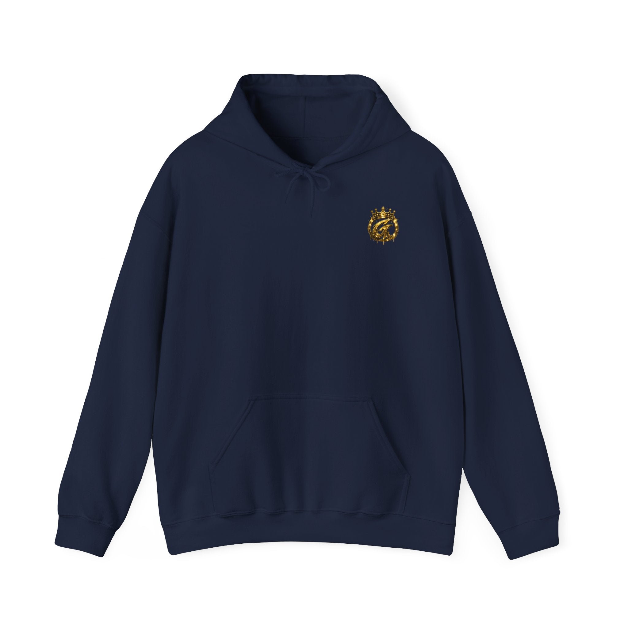 Hoodie — Small Gold Crown Chest Emblem Hooded Sweatshirt