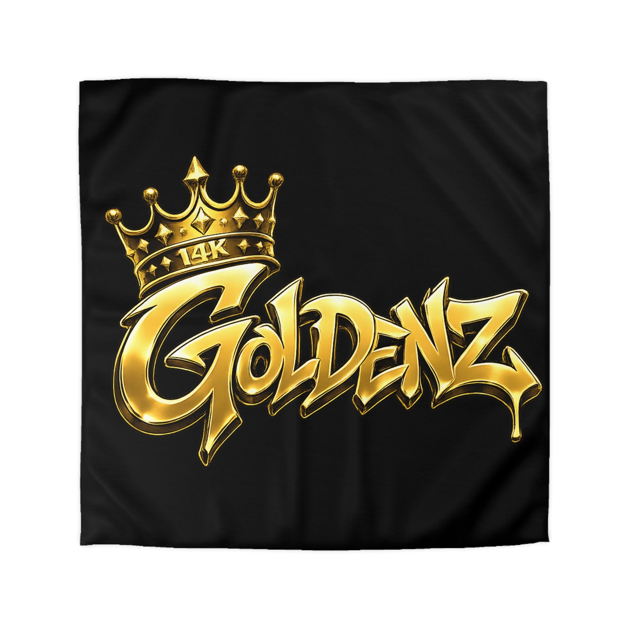 Goldenz Crown Duvet Cover — Black & Metallic Gold Microfiber Bedding