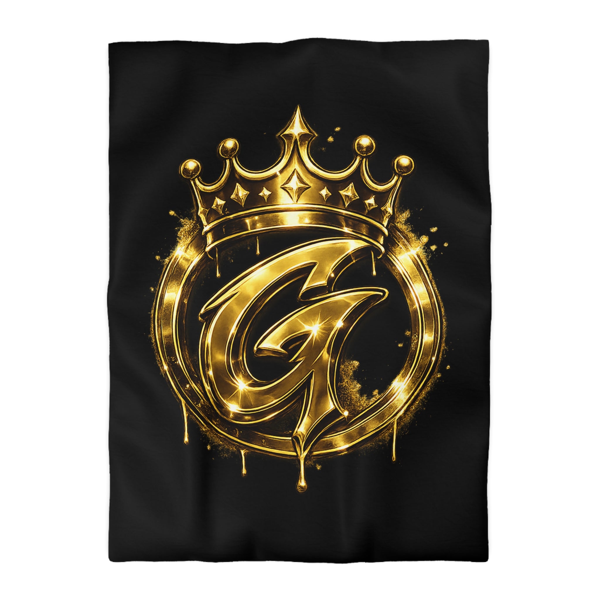 Goldenz Crown Duvet Cover — Black & Metallic Gold Microfiber Bedding