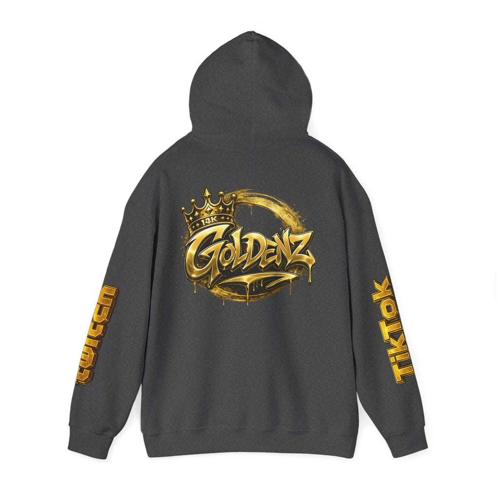 Goldenz Crown Hoodie — Streetwear Logo Pullover with Sleeve Branding