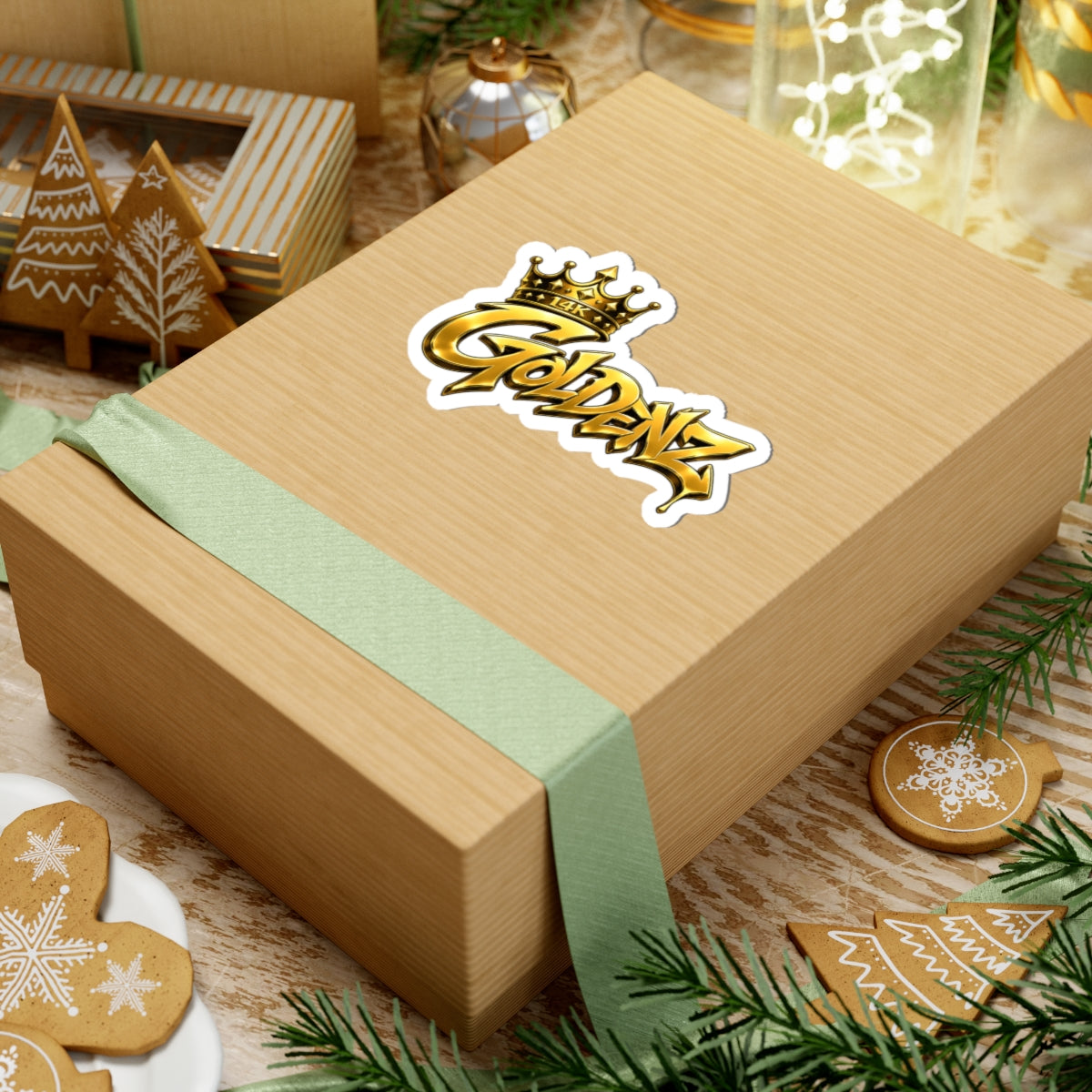 Goldenz Crown Sticker — Metallic Graffiti Kiss-Cut Sticker