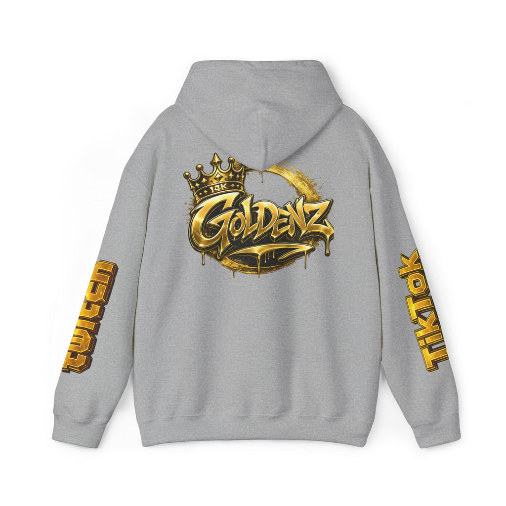 Goldenz Crown Hoodie — Streetwear Logo Pullover with Sleeve Branding