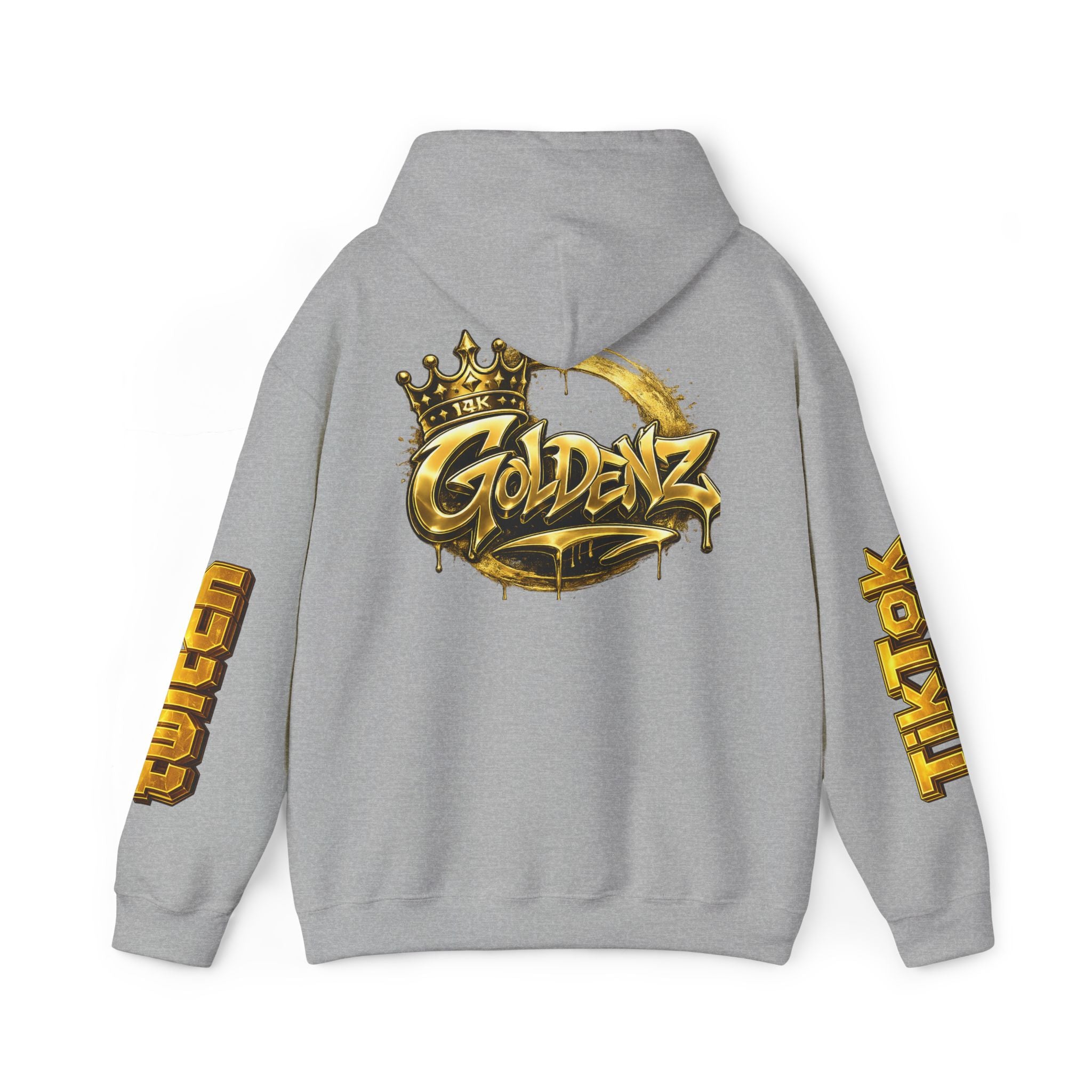 Goldenz Crown Hoodie — Streetwear Logo Pullover with Sleeve Branding