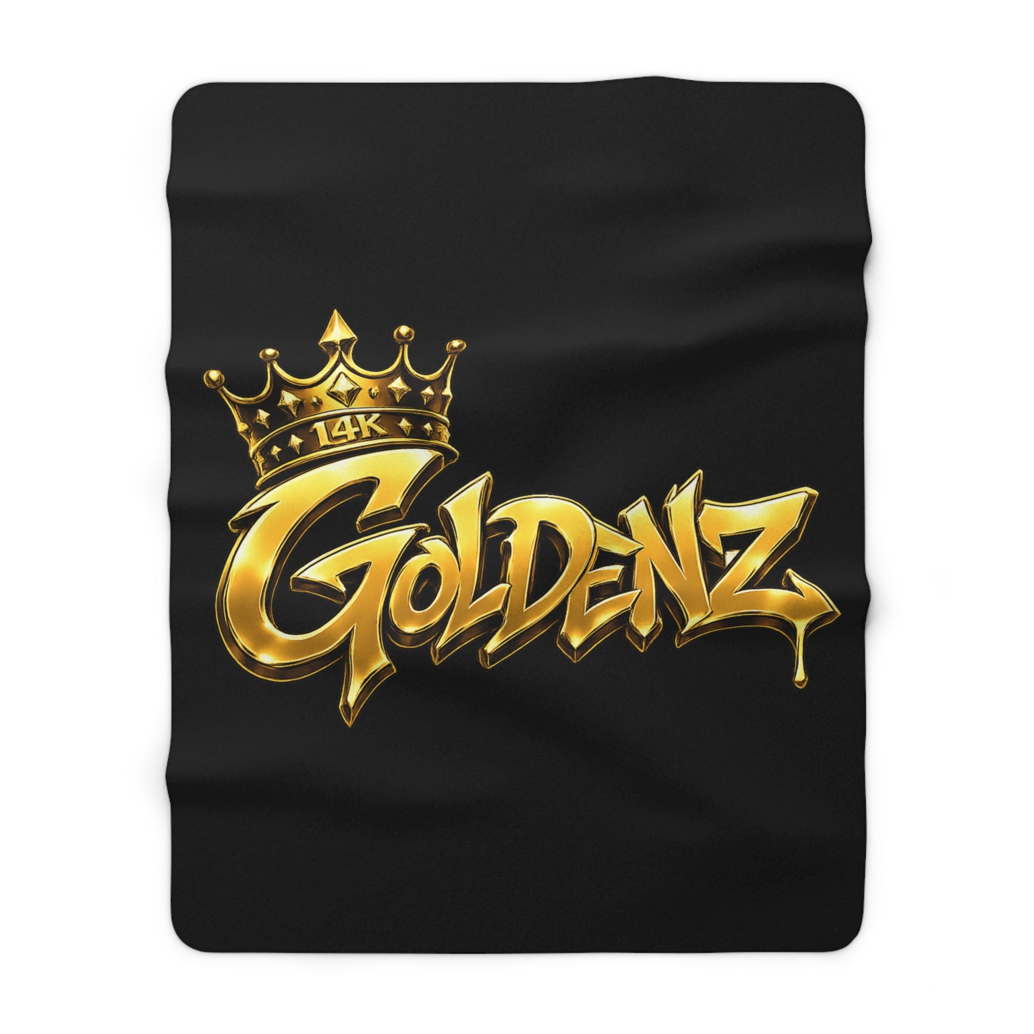 Goldenz Crown Sherpa Blanket — Luxe Gold Graffiti Throw
