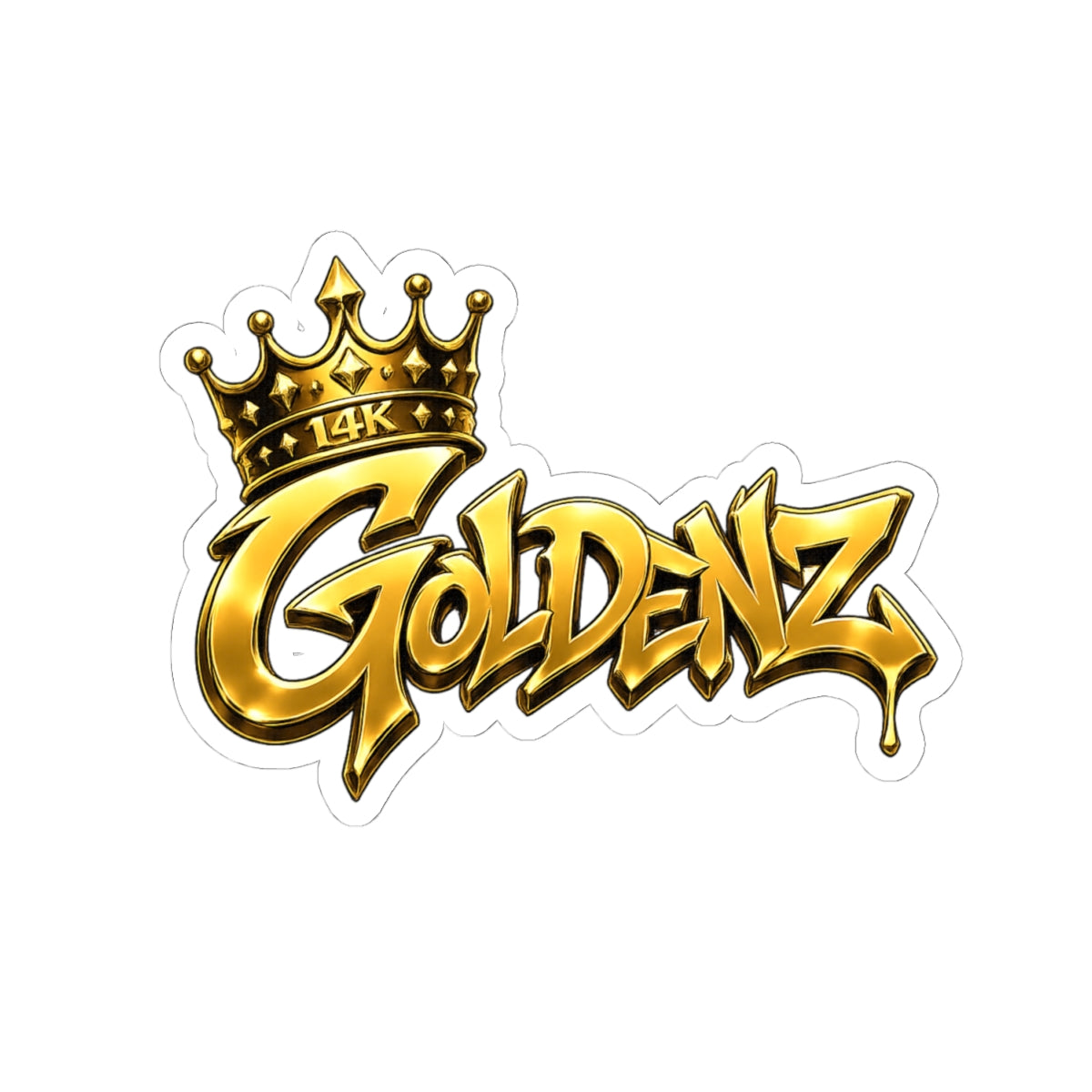 Goldenz Crown Sticker — Metallic Graffiti Kiss-Cut Sticker