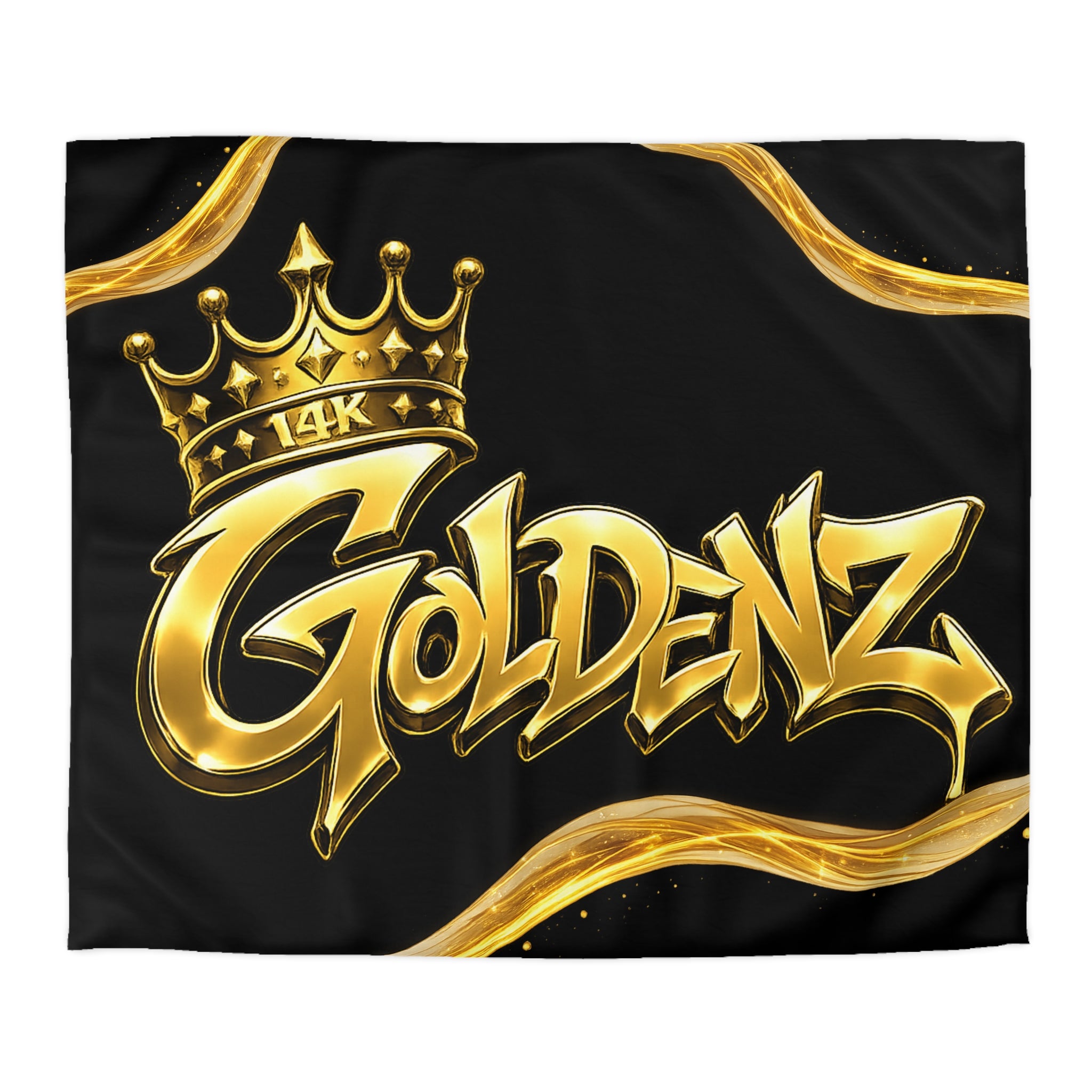 Goldenz Crown Duvet Cover — Black & Metallic Gold Microfiber Bedding
