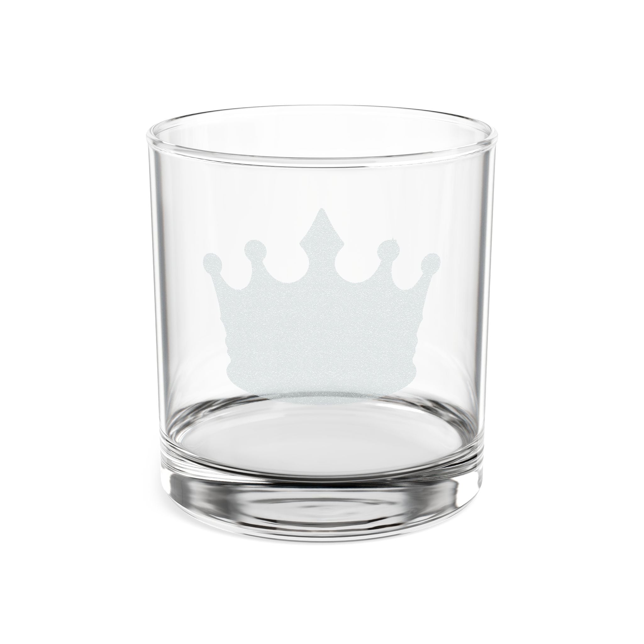 Engraved Crown Whiskey Glass – 10.5 oz Rocks Glass