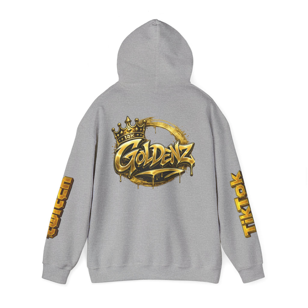 Goldenz Crown Hoodie — Streetwear Logo Pullover with Sleeve Branding